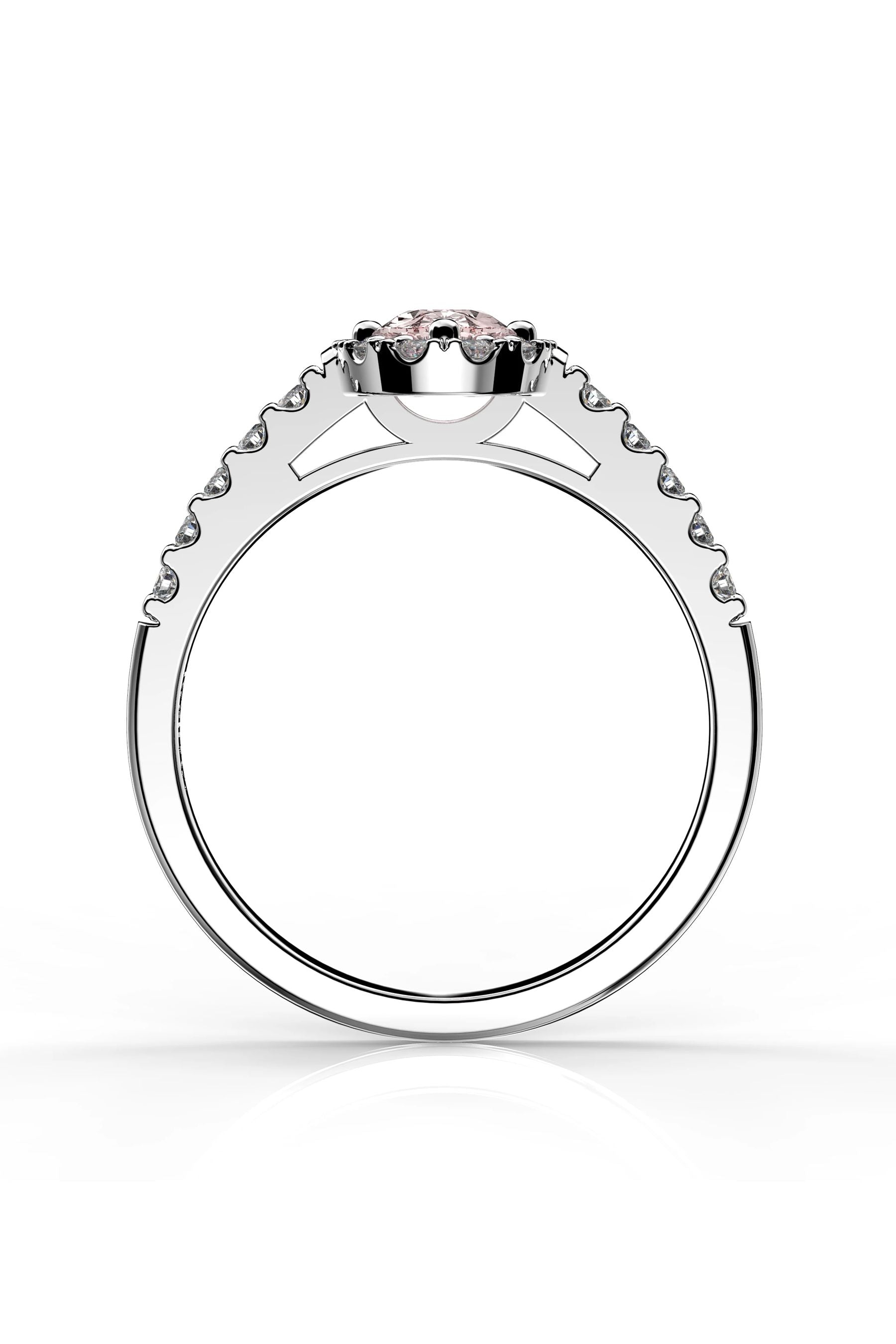 Festive Evelyn Halo Morganiitti + 22x0,01ct 15,5