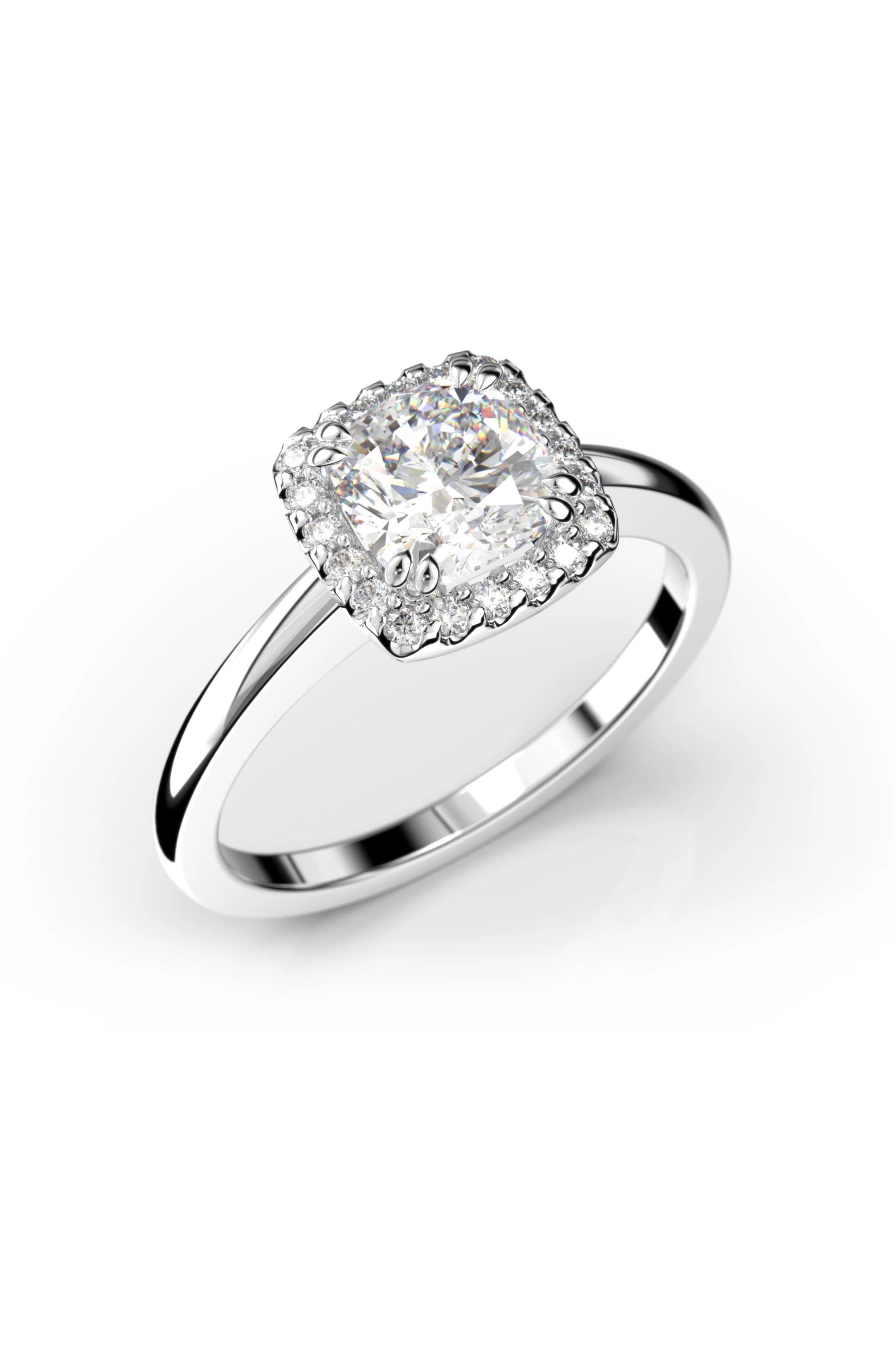 Festive Elsa Halo 1,00ct Cushion + 20x0,005ct 15,5