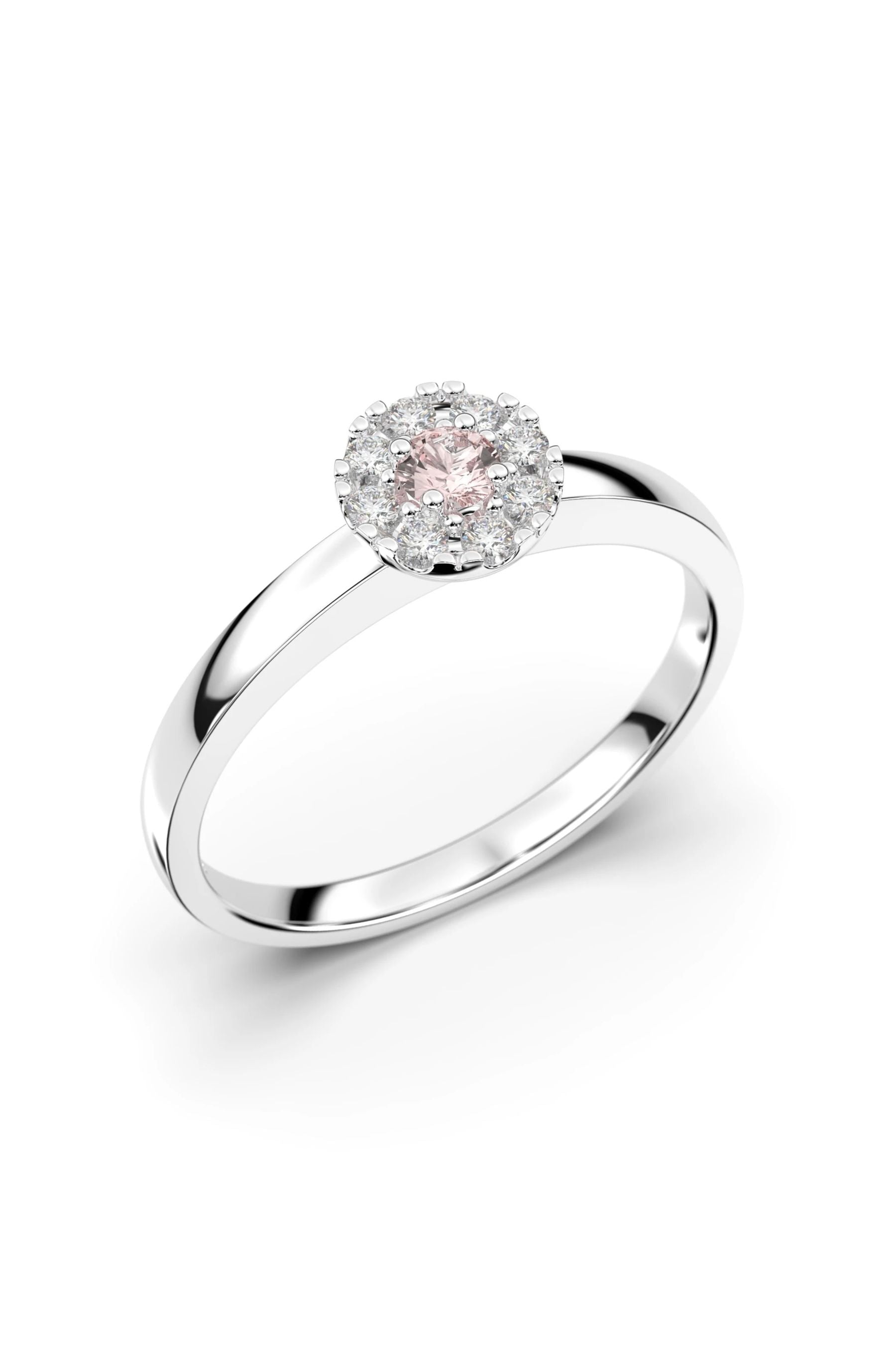 Festive Bella Halo Morganiitti + 8x0,01ct 15,5