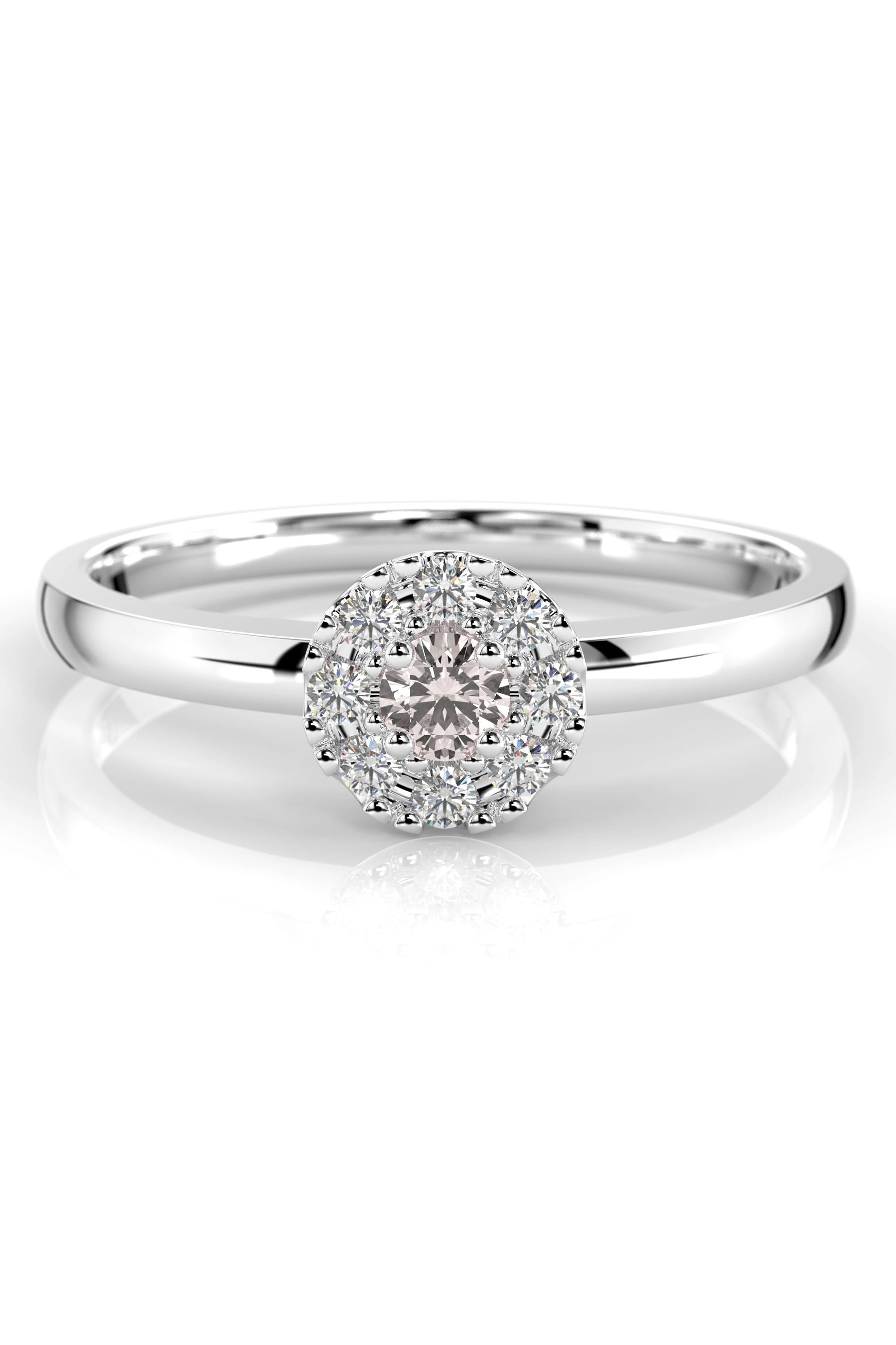 Festive Bella Halo Morganiitti + 8x0,01ct 15,5