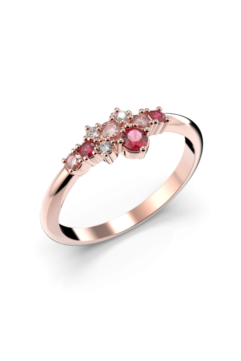 Festive Nelly Pink 3x0,01ct + Rubiini + Pinkki Safiiri + Turmaliini 609-019P-PK tuotekuva