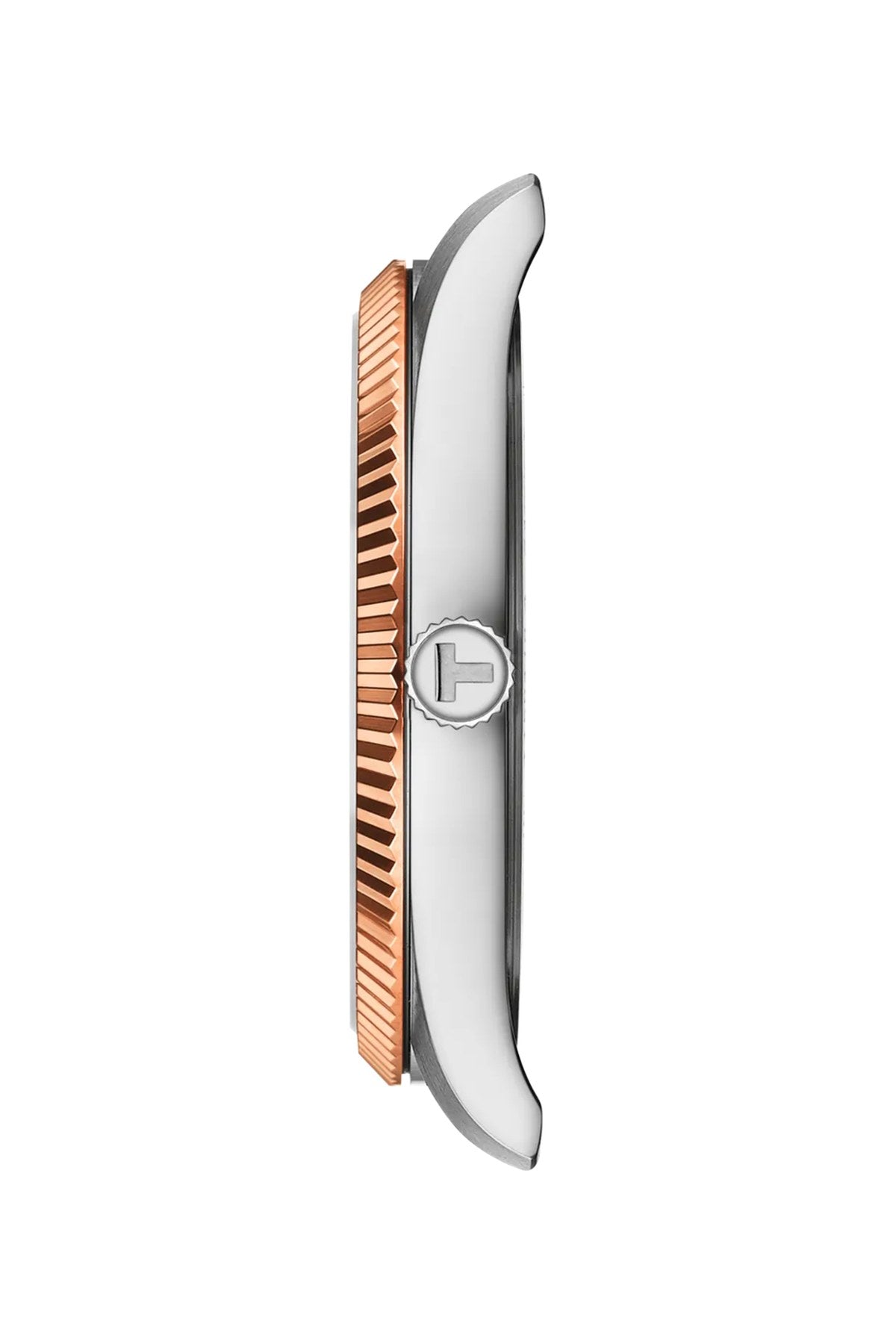 Tissot Ballade 40 mm ruskea rannekello – Profile view of the watch case Tissot Ballade 40mm