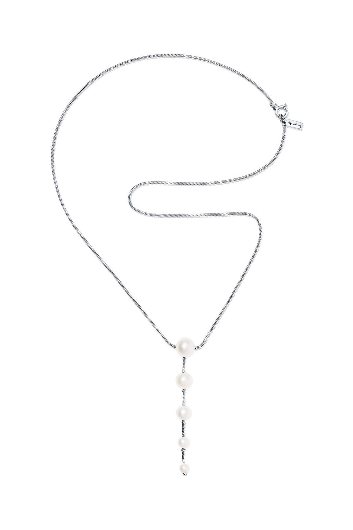 Efva Attling Flowing Pearls Necklace hopeinen kaulakoru