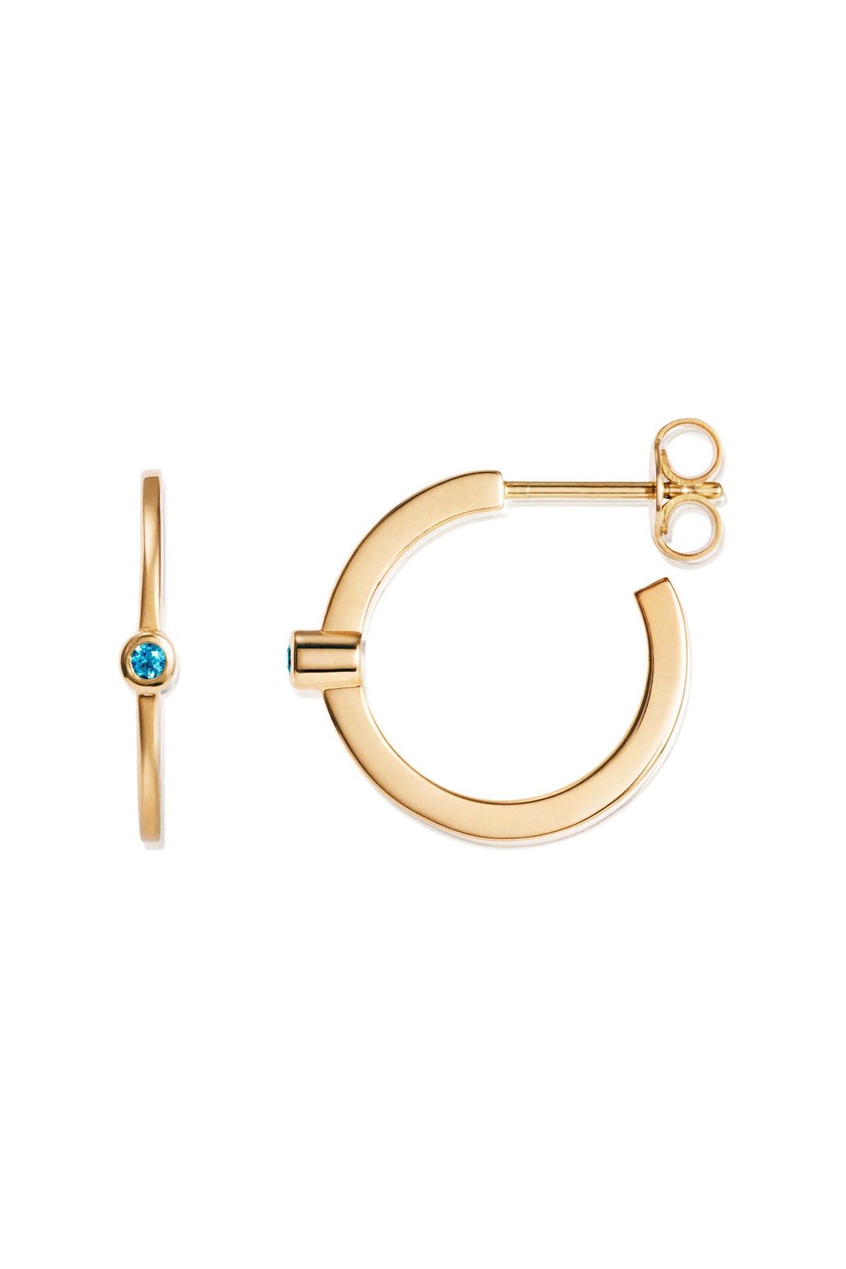 Efva Attling Micro Blink Hoops - Blue Topaz kullatut korvakorut