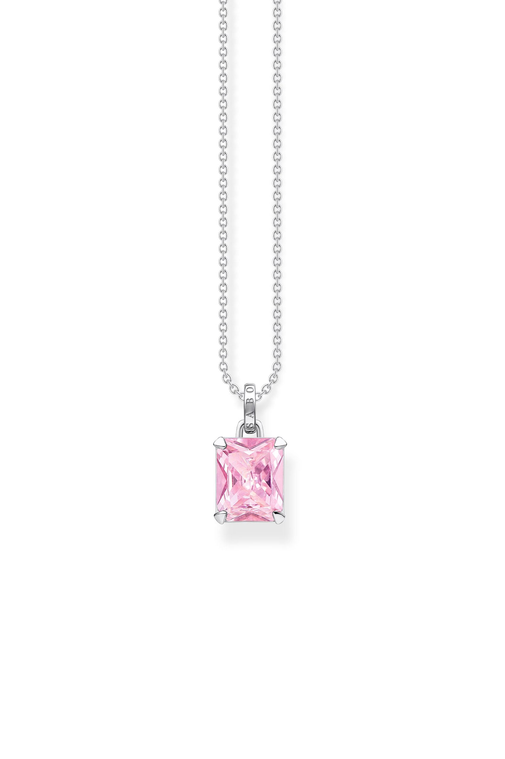 Thomas Sabo Pink stone hopeinen kaulakoru Säädettävä:40/45cm