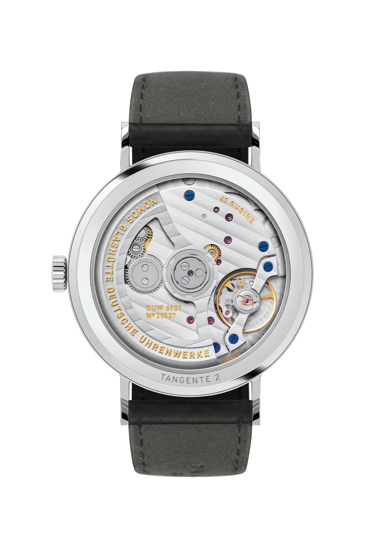 Nomos Tangente 148 safiilitakakansi ja DUW 6101 -koneisto