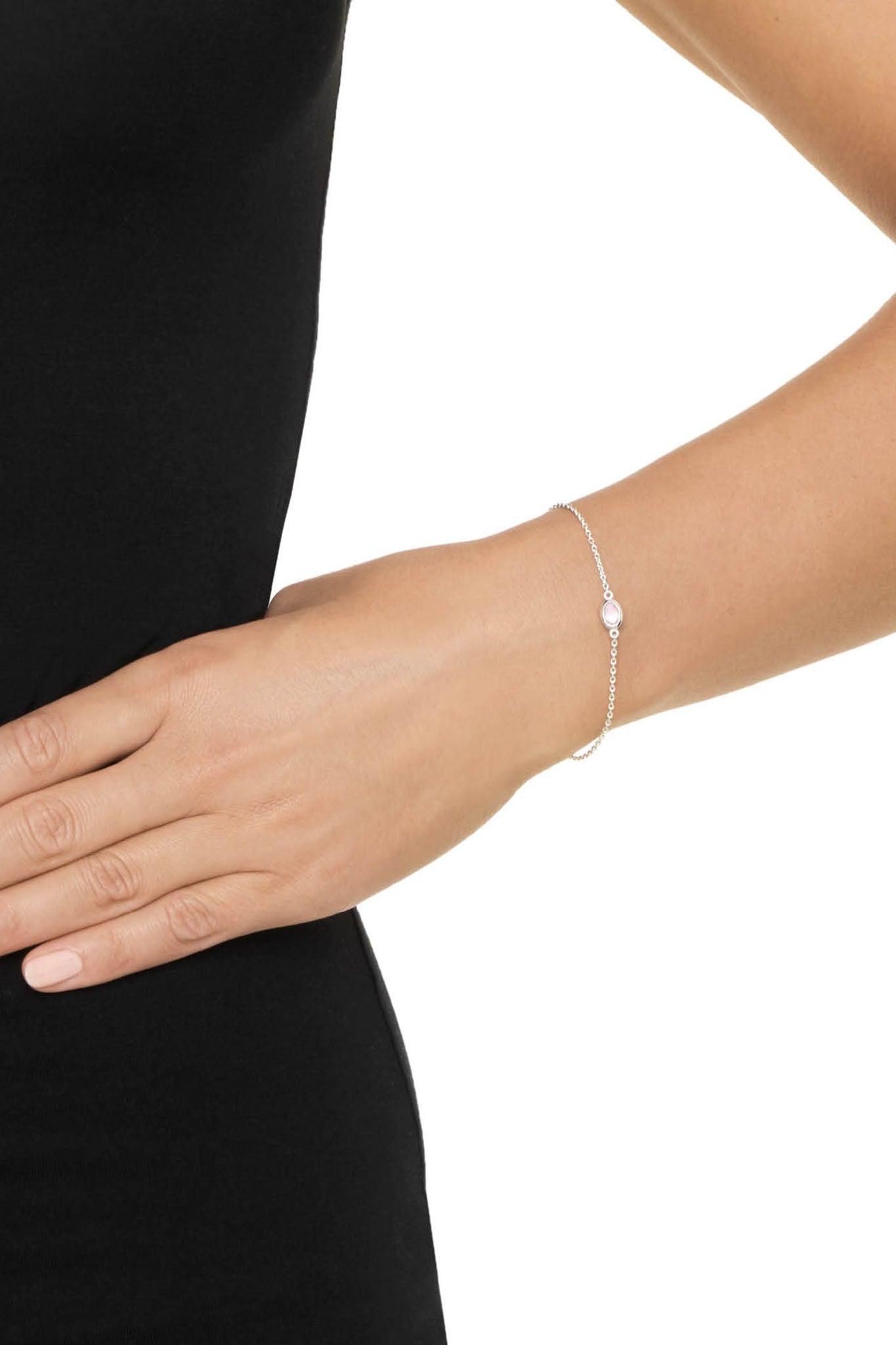 Efva Attling Love Bead Bracelet - Rose Quartz hopeinen rannekoru