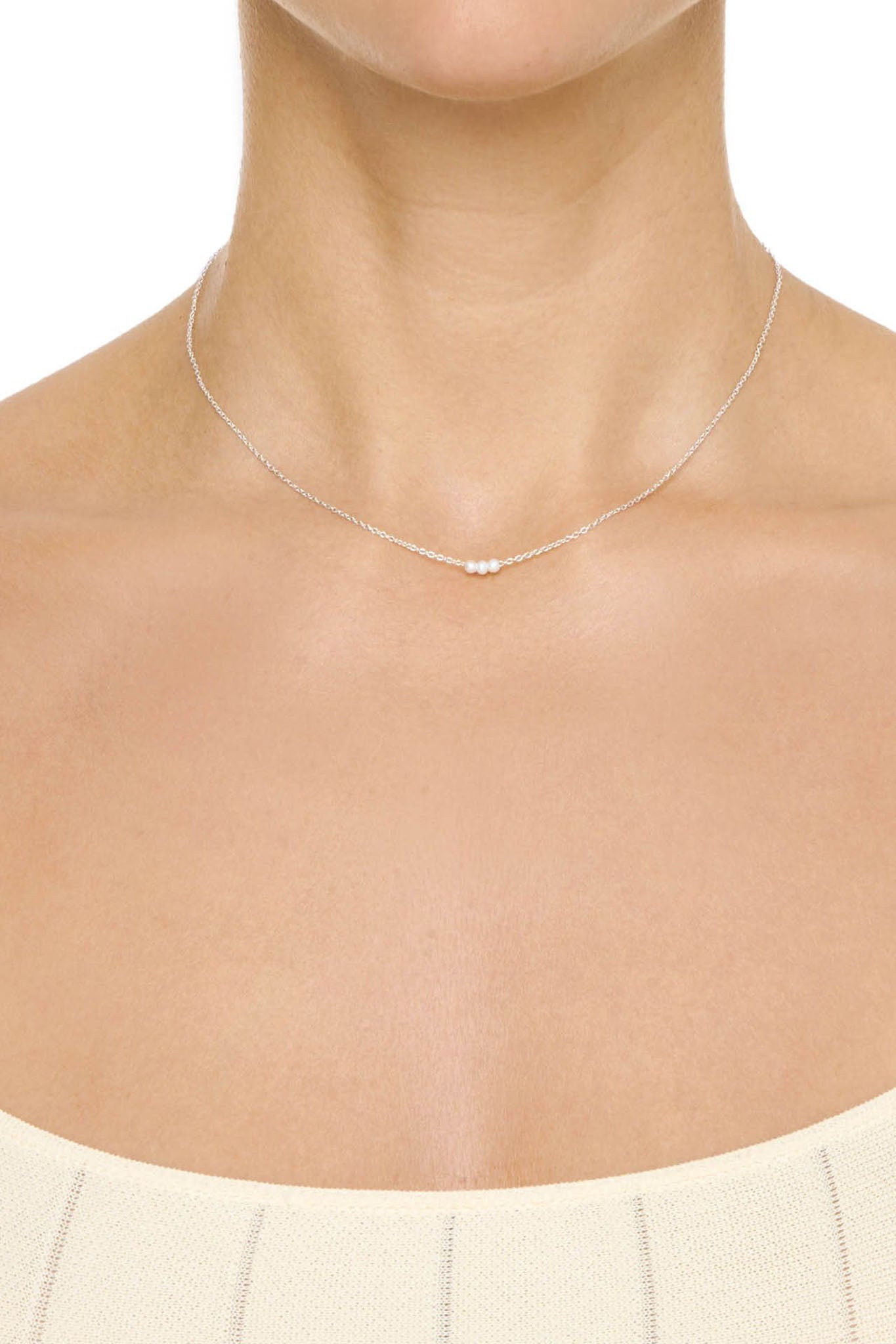 Efva Attling My Little Pearl Necklace hopeinen kaulakoru