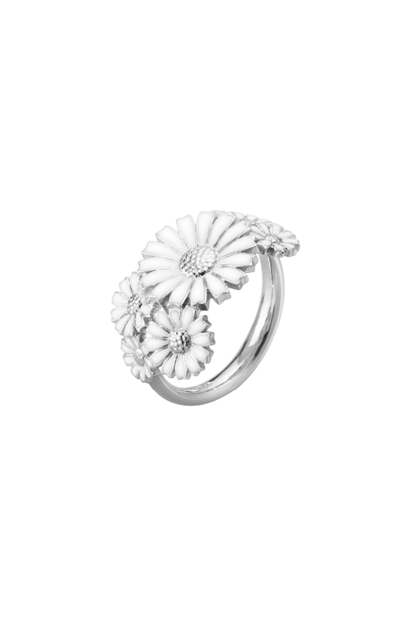 Georg Jensen Georg Jensen Daisy Layered valkoinen emali hopeasormus