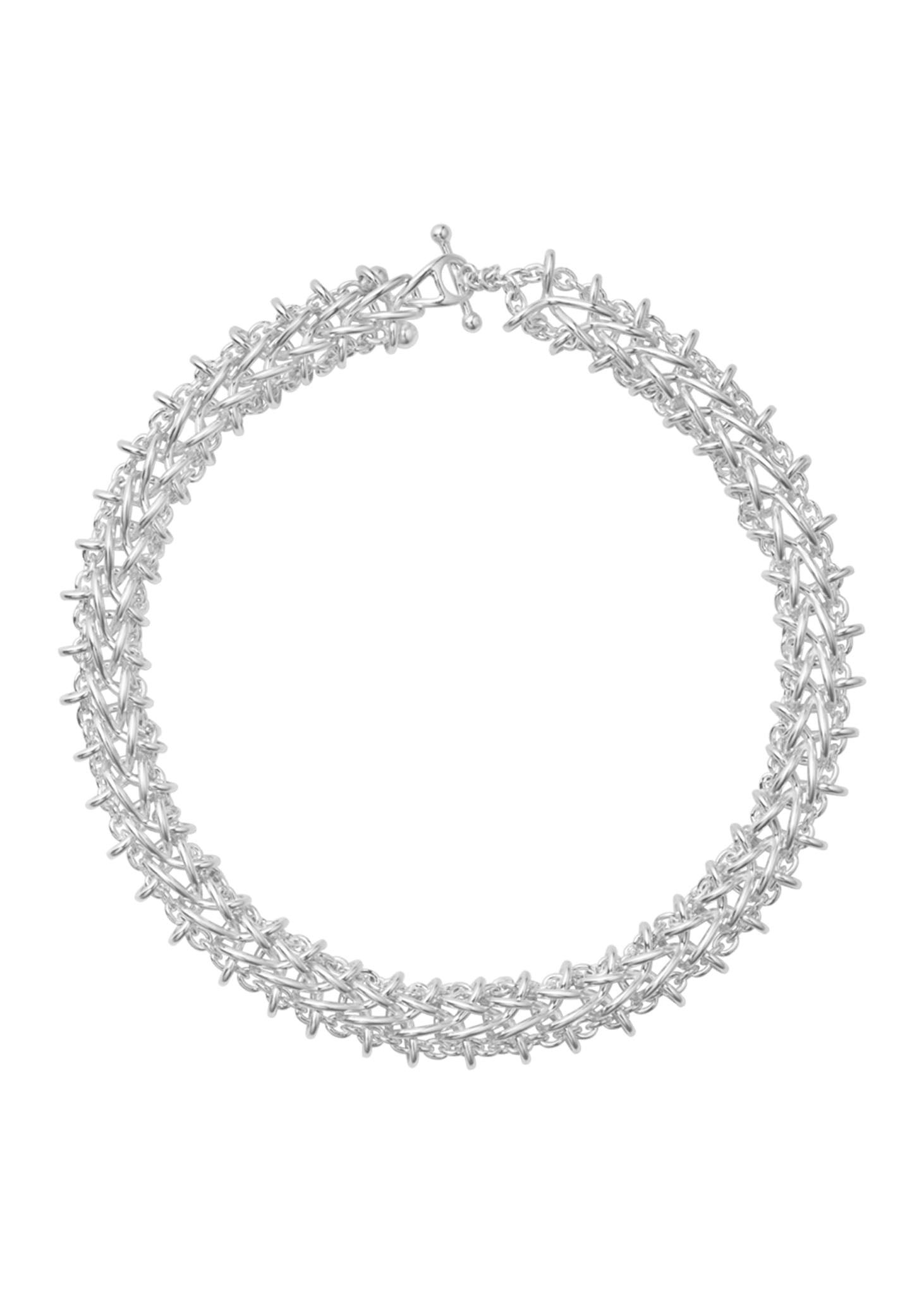 Georg Jensen Weft Double Link hopeinen kaulakoru