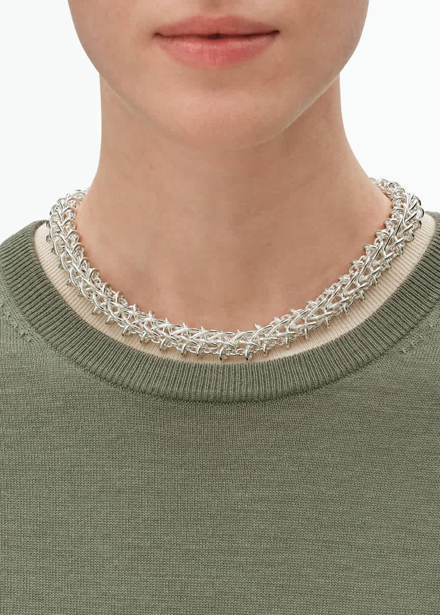 Georg Jensen Weft Double Link hopeinen kaulakoru
