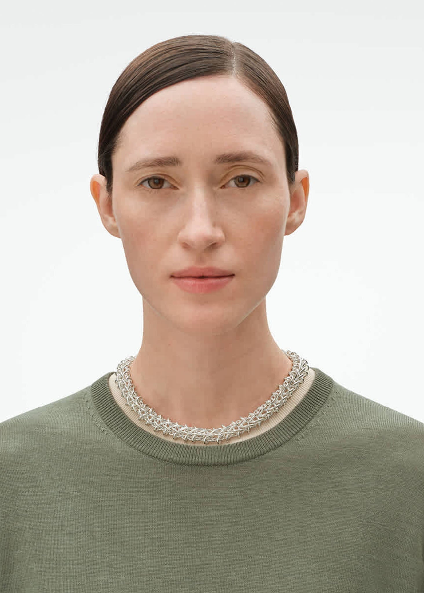 Georg Jensen Weft Double Link hopeinen kaulakoru