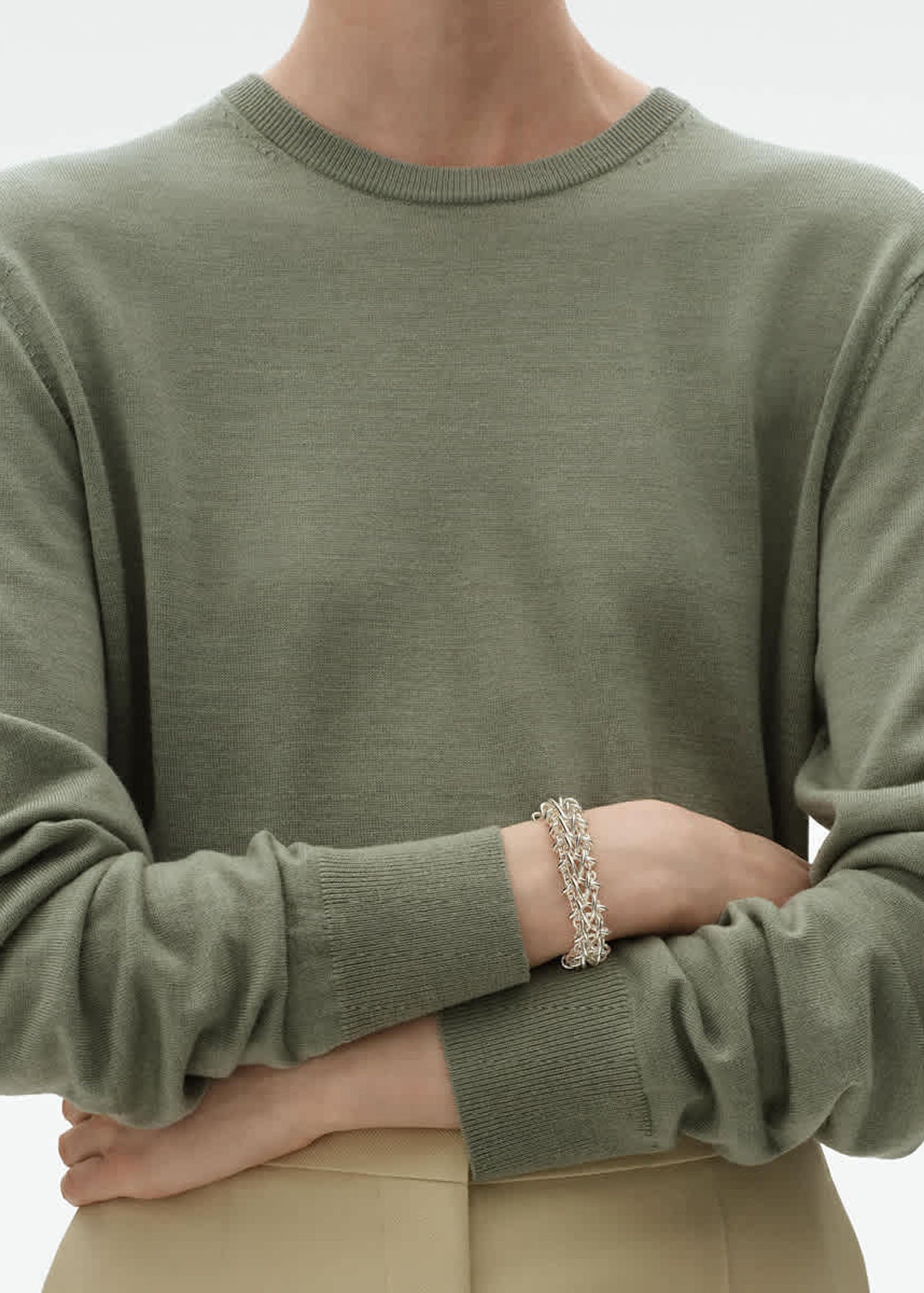 Georg Jensen Weft Double Link hopeinen rannekoru