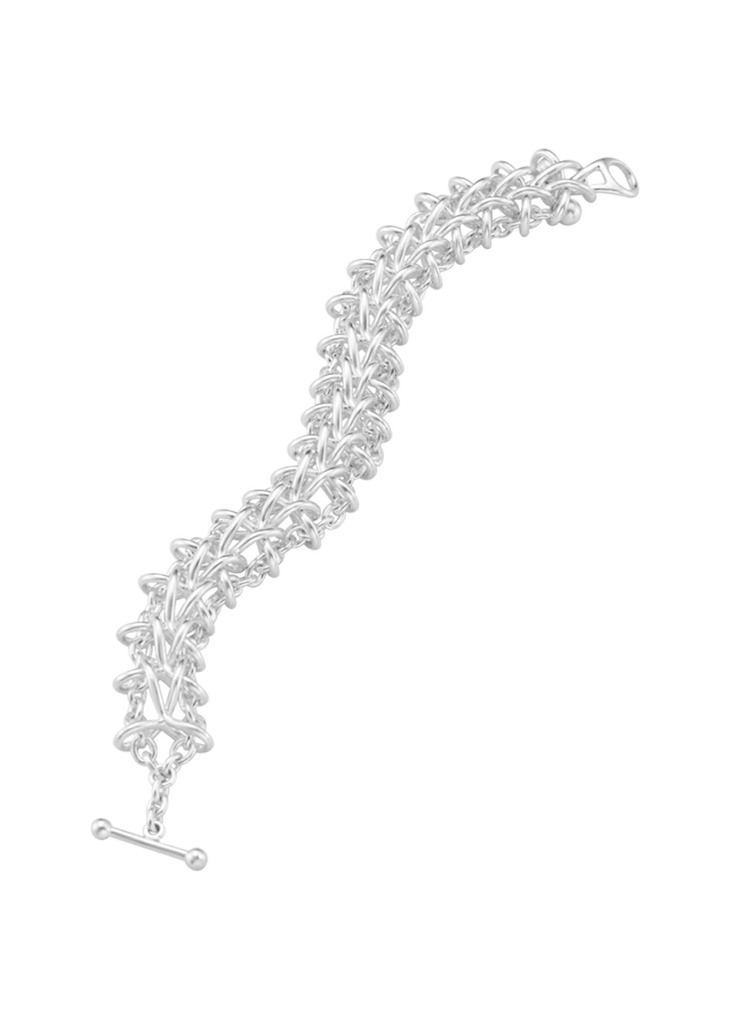 Georg Jensen Weft Double Link hopeinen rannekoru