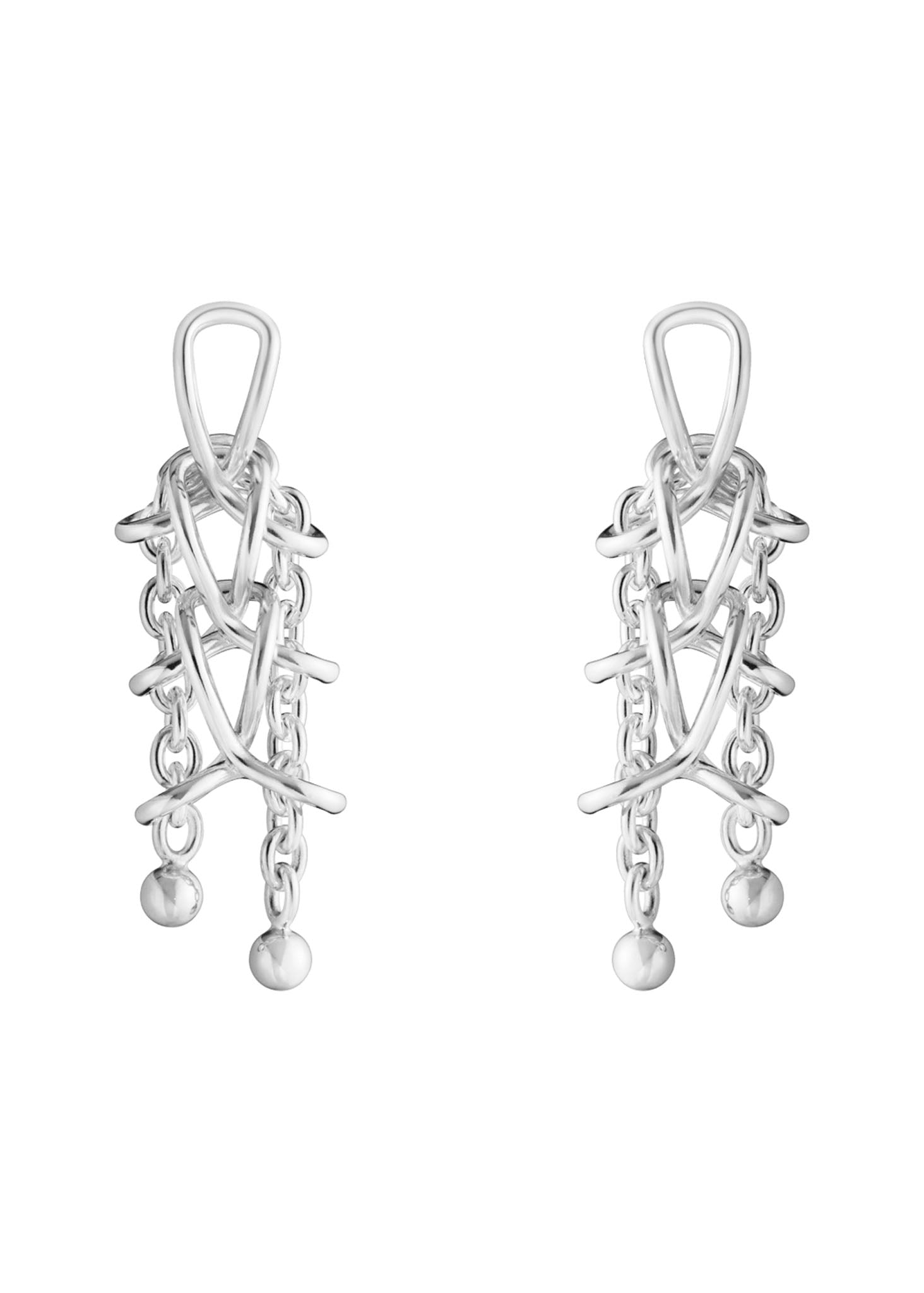 Georg Jensen Weft Double Link hopeiset korvakorut