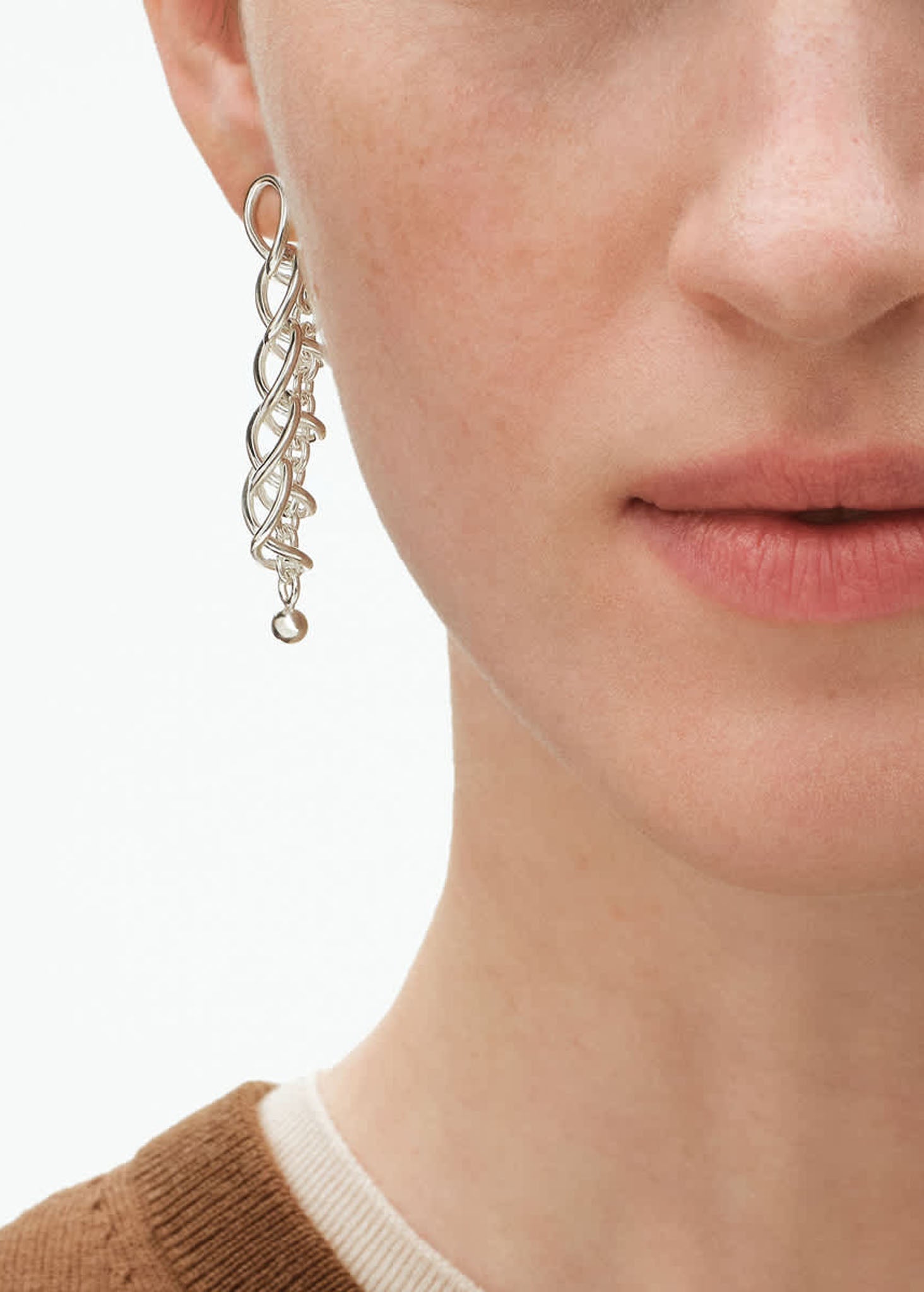 Georg Jensen Weft Five Link hopeiset korvakorut