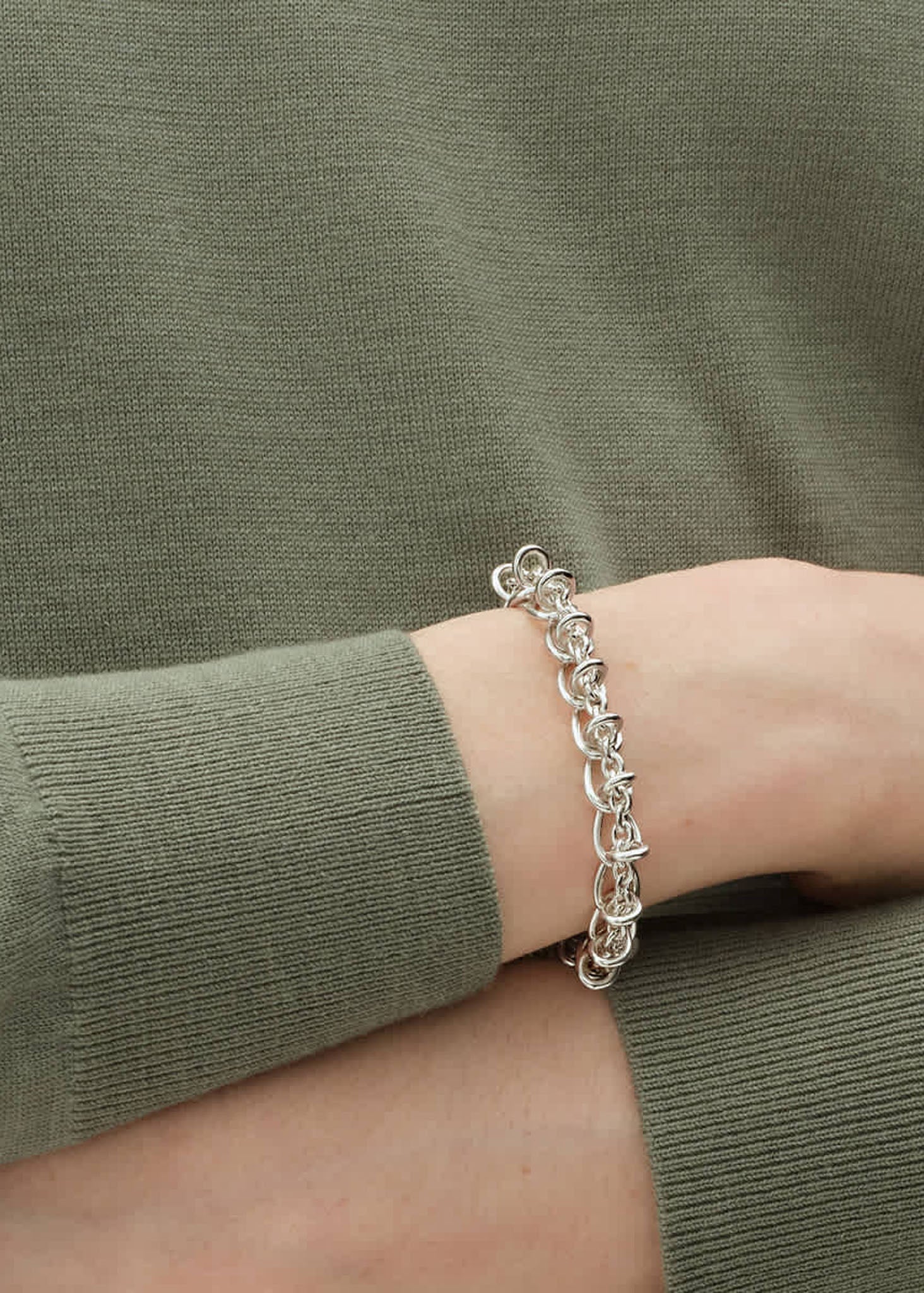 Georg Jensen Weft Single Link hopeinen rannekoru