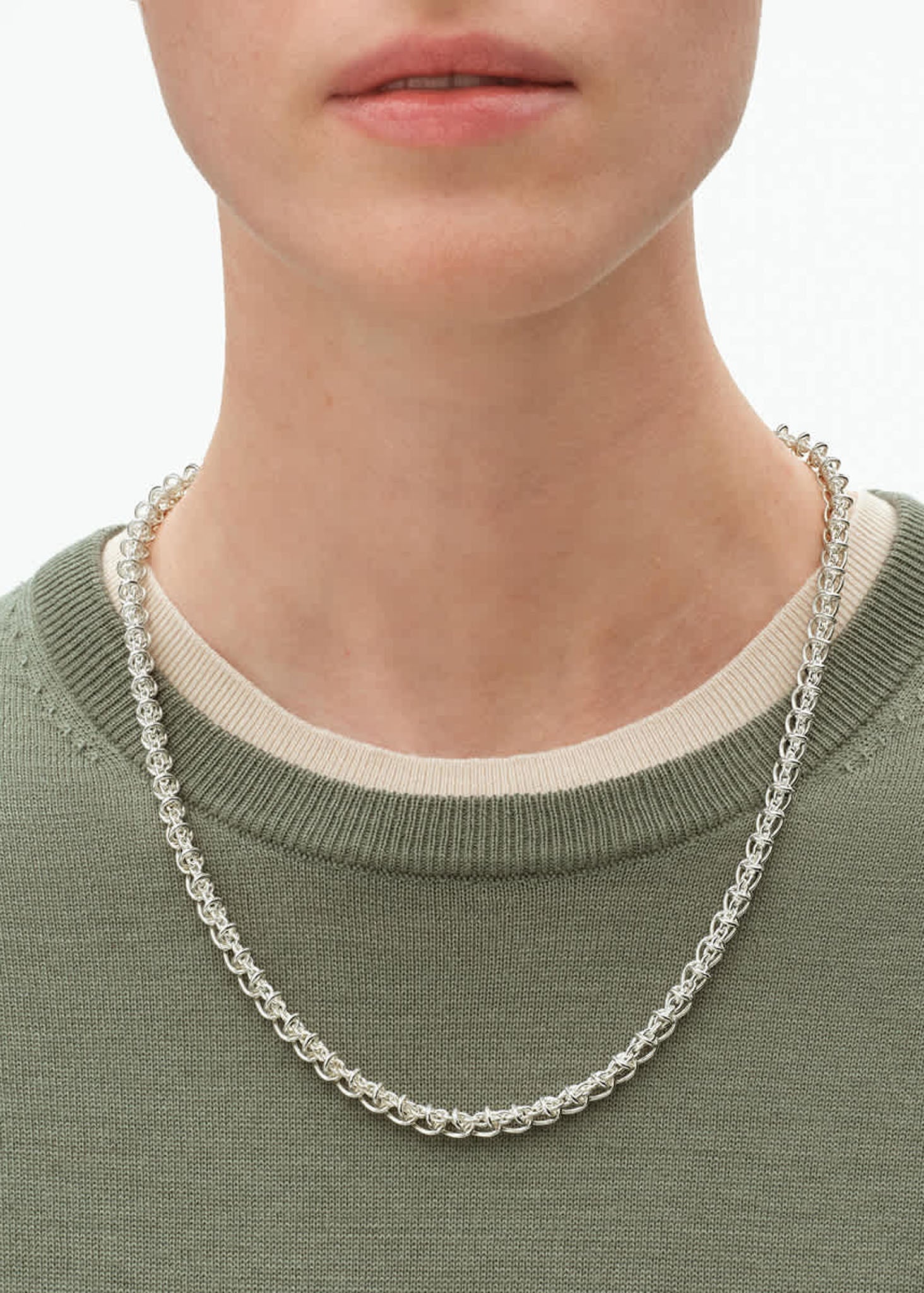 Georg Jensen Weft slim single link hopeinen kaulakoru