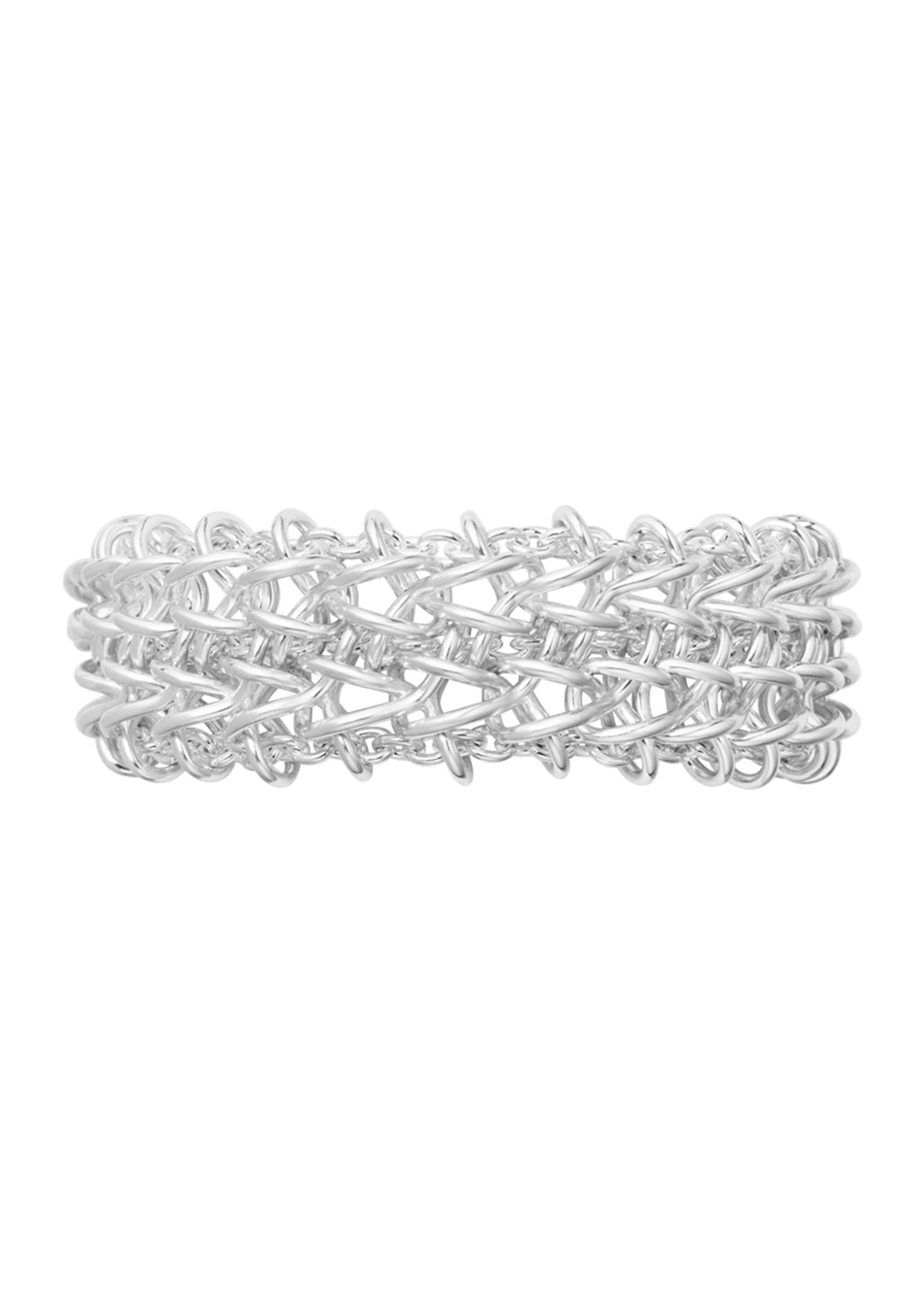Georg Jensen Weft Triple Link hopeinen rannekoru