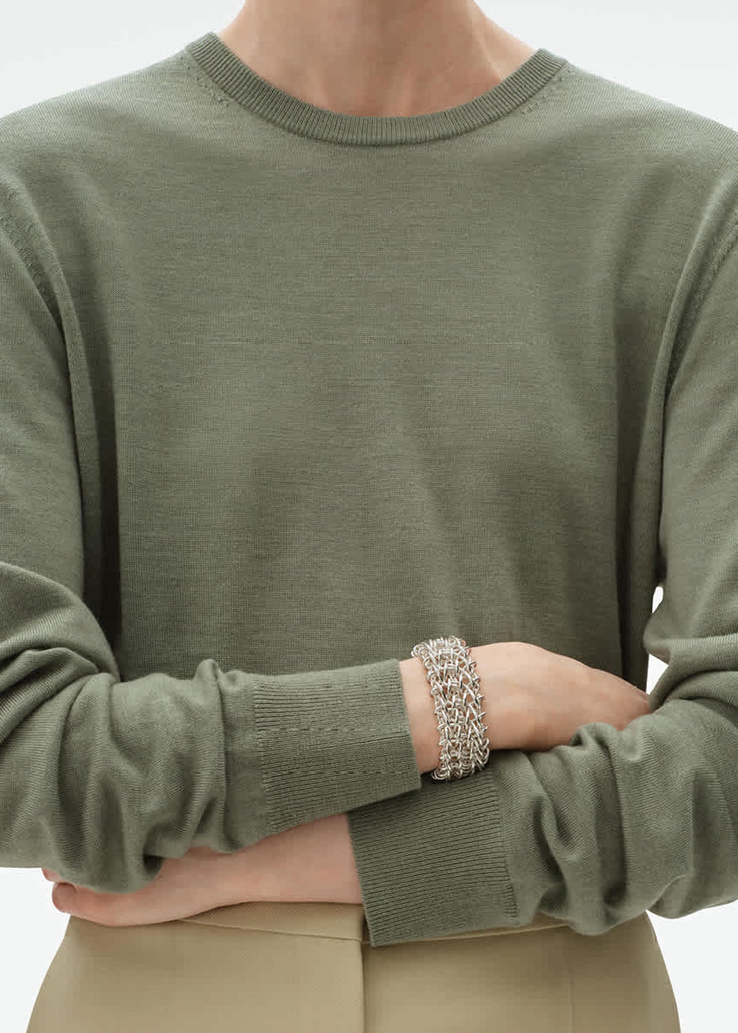 Georg Jensen Weft Triple Link hopeinen rannekoru