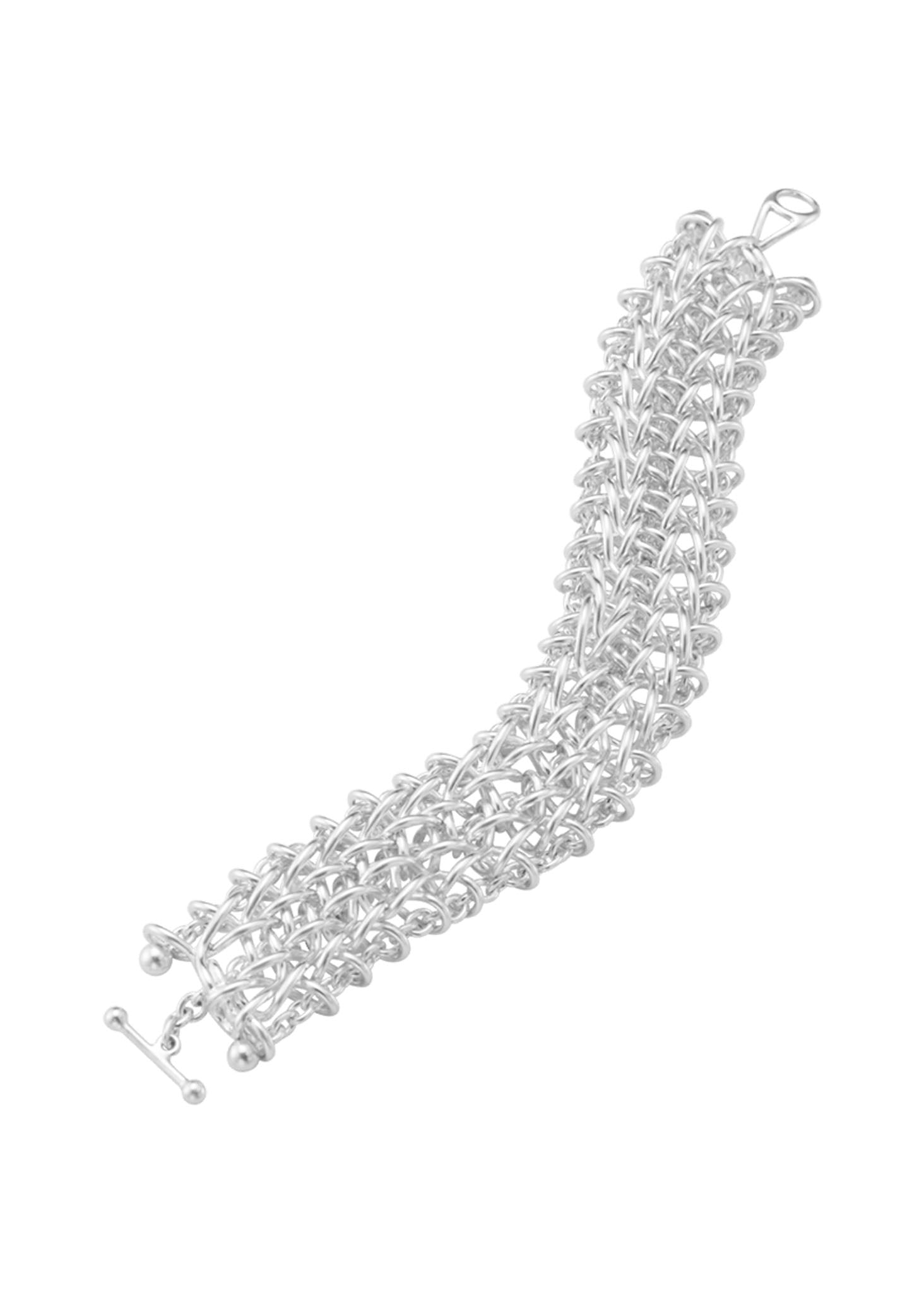 Georg Jensen Weft Triple Link hopeinen rannekoru