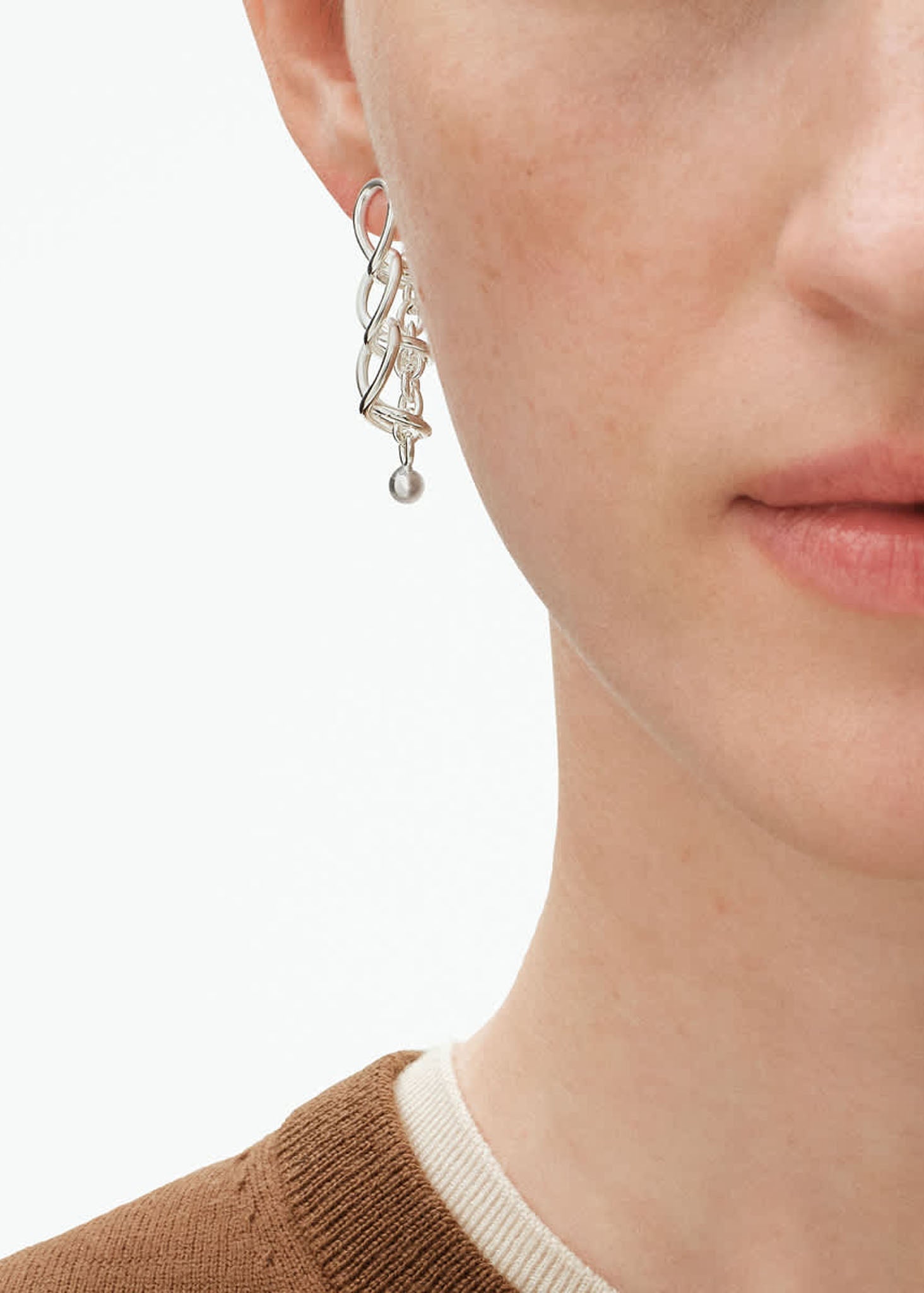 Georg Jensen Weft Triple Link hopeiset korvakorut