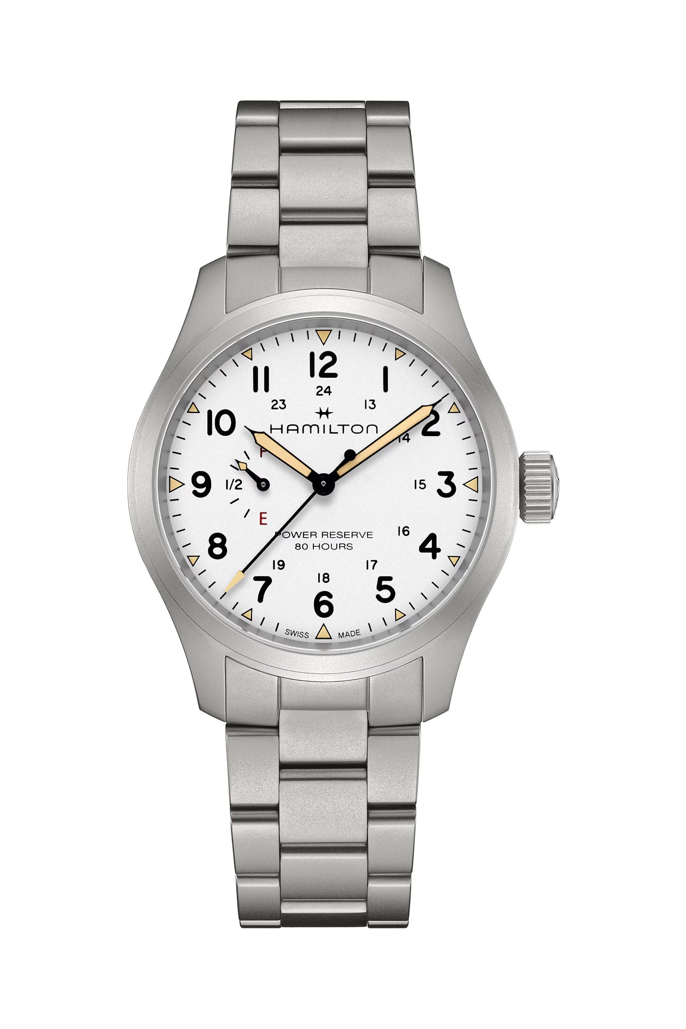 Hamilton Khaki Field Mechanical Power Reserve 40 rannekello