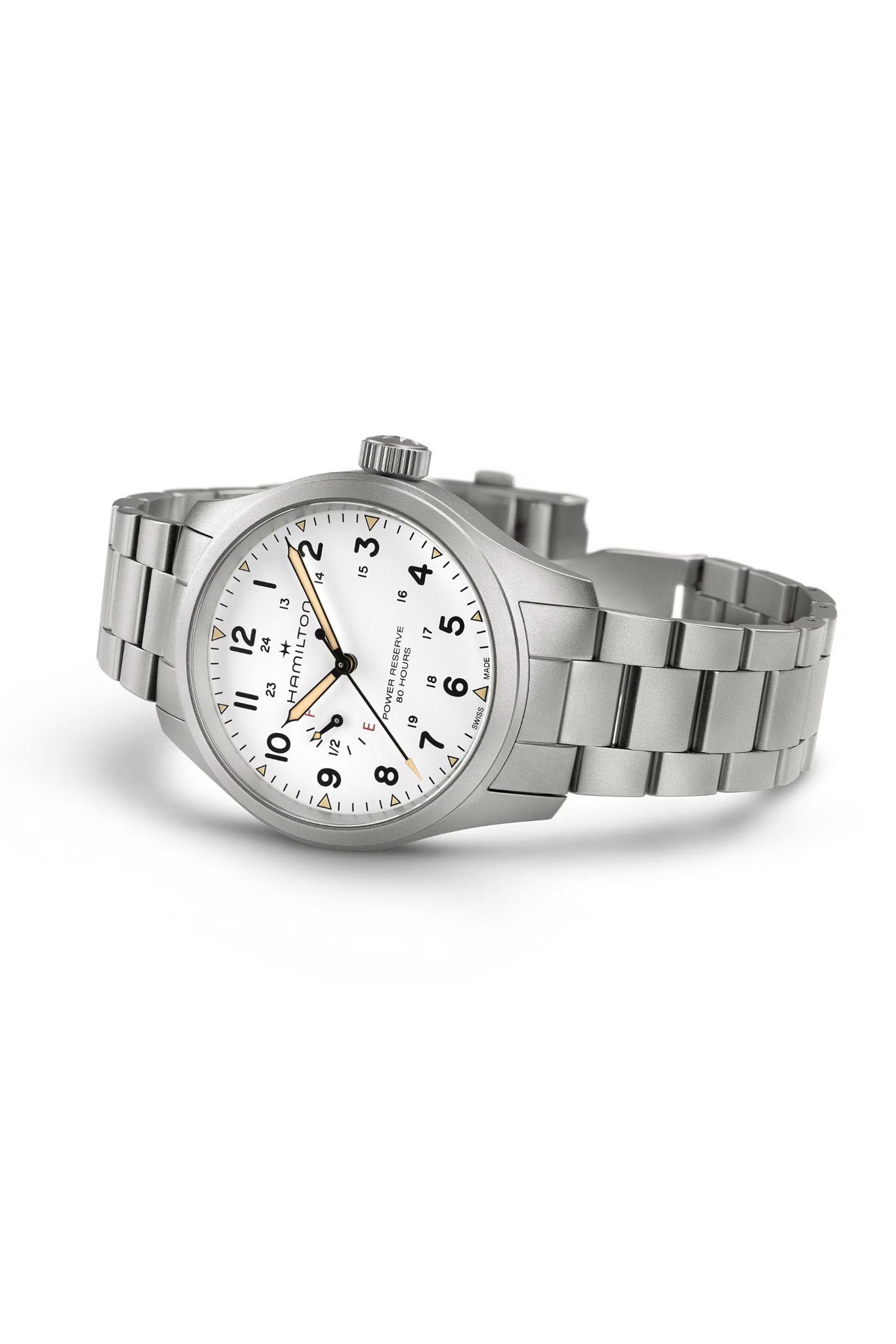 Hamilton Khaki Field Mechanical Power Reserve 40 rannekello