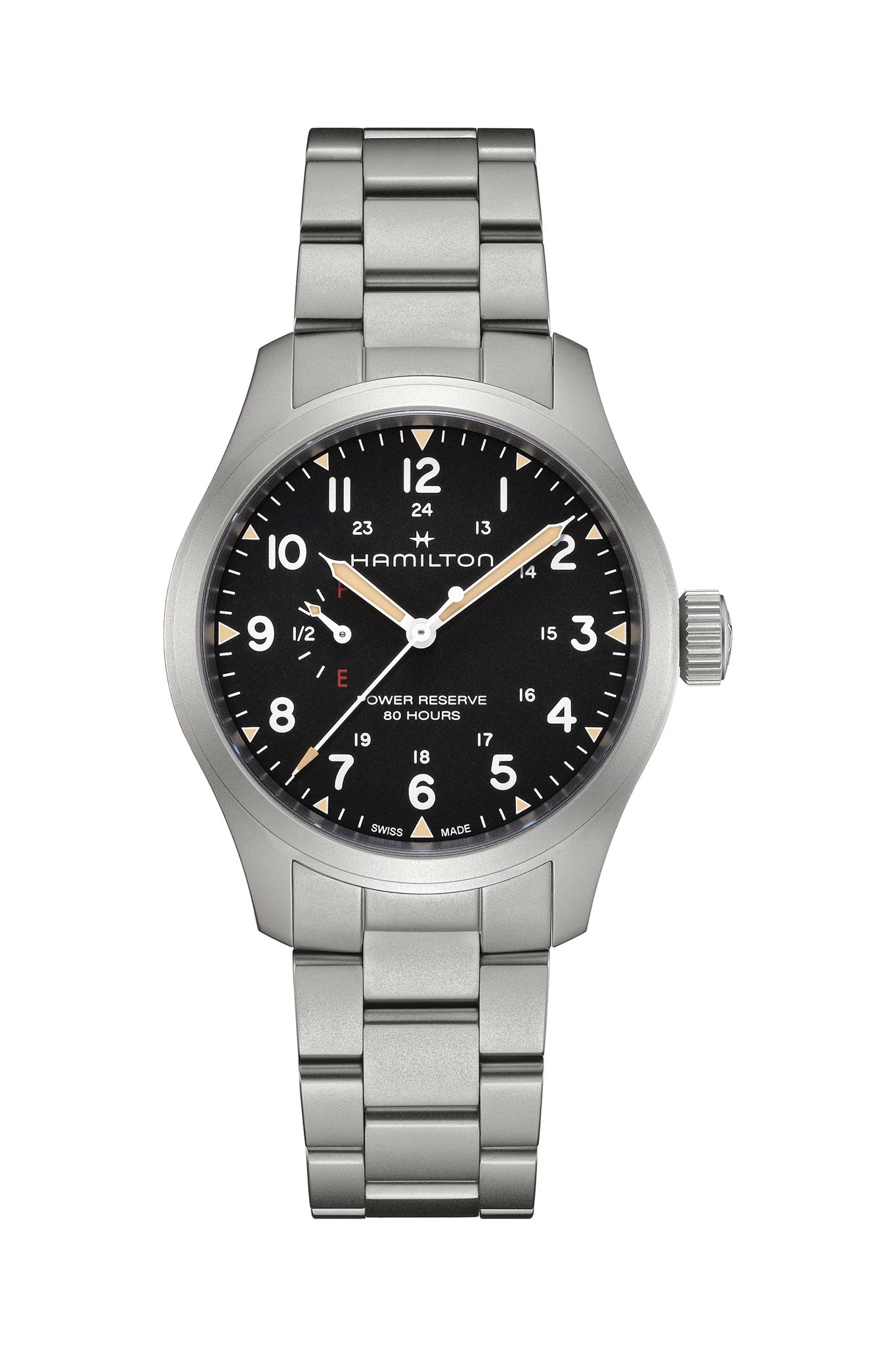 Hamilton Khaki Field Mechanical Power Reserve 40 rannekello