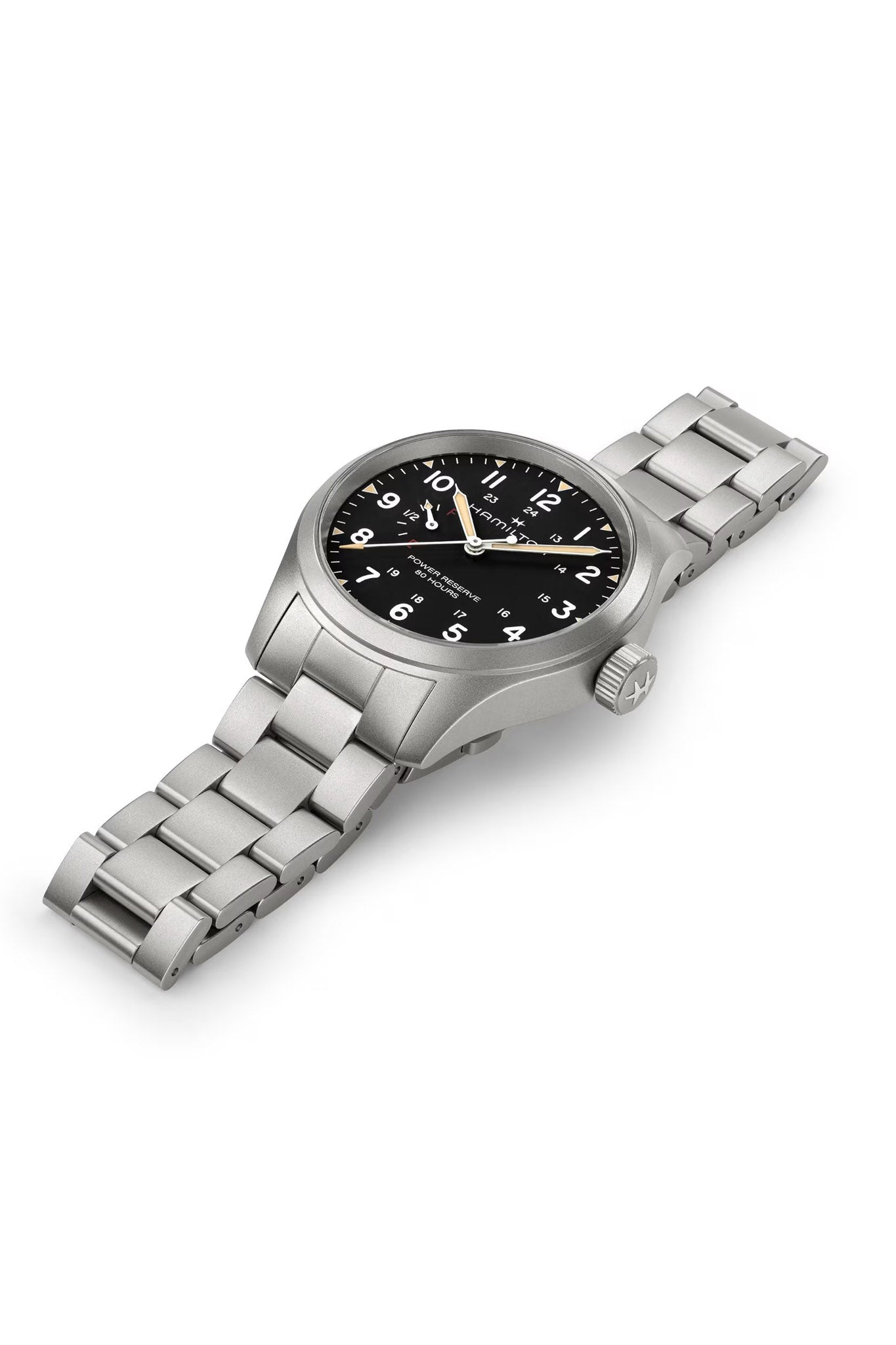 Hamilton Khaki Field Mechanical Power Reserve 40 rannekello