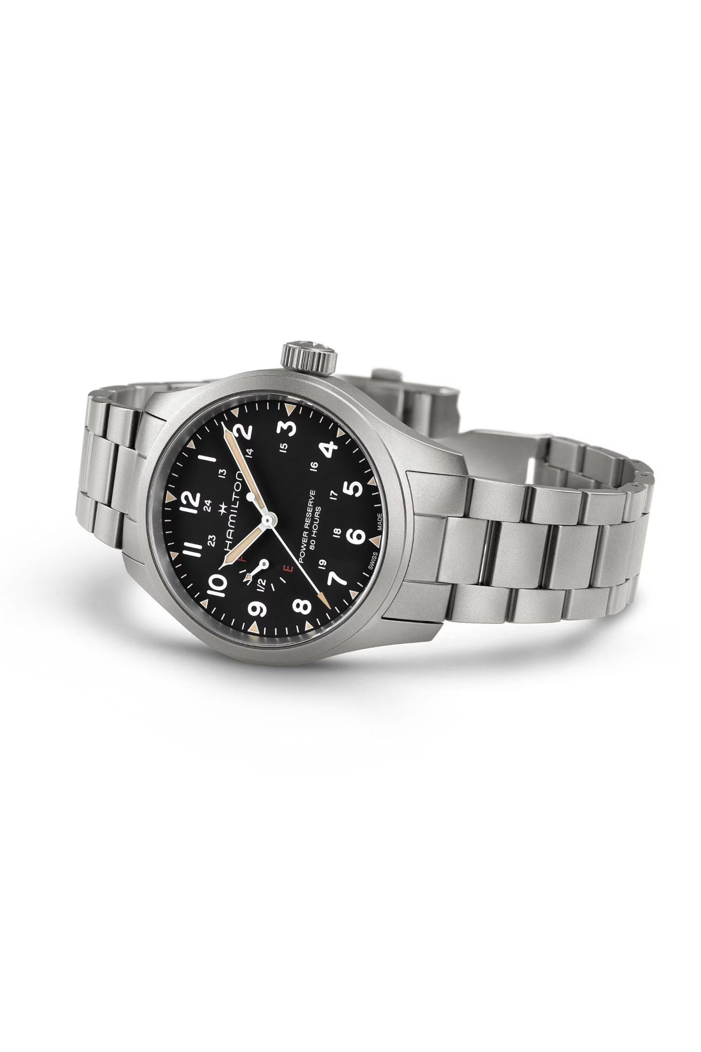 Hamilton Khaki Field Mechanical Power Reserve 40 rannekello
