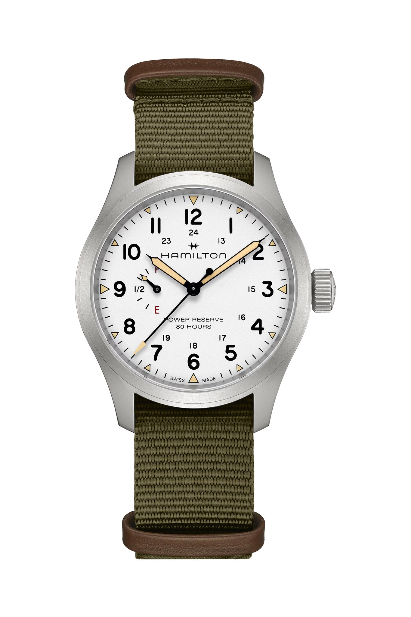 Hamilton Khaki Field Mechanical Power Reserve 40 rannekello
