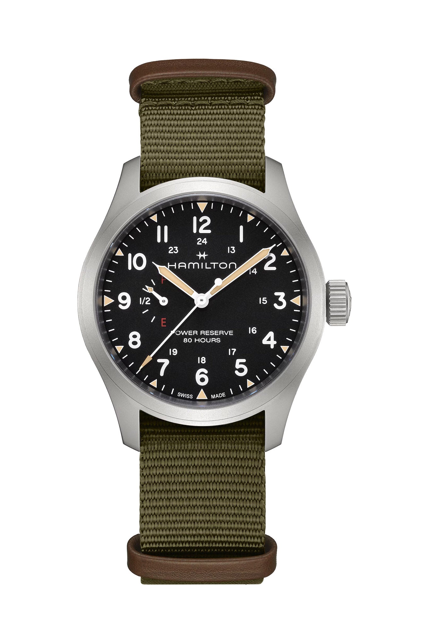 Hamilton Khaki Field Mechanical Power Reserve 40 rannekello