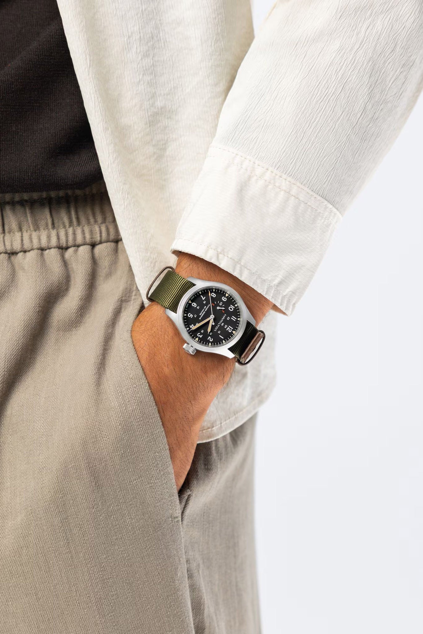 Hamilton Khaki Field Mechanical Power Reserve 40 rannekello