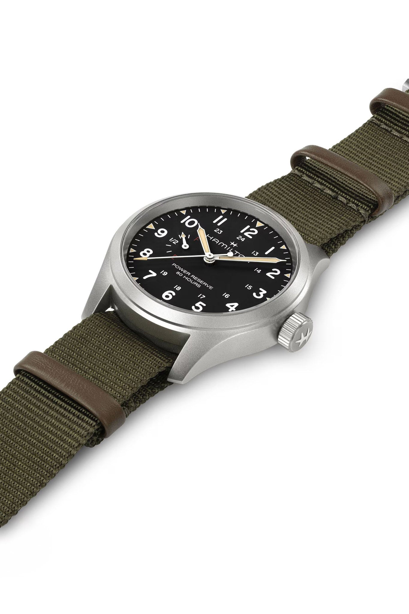 Hamilton Khaki Field Mechanical Power Reserve 40 rannekello