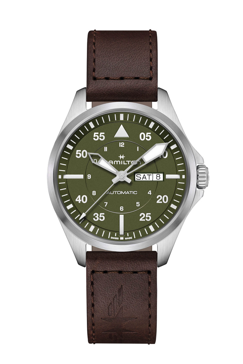 Hamilton Khaki Pilot Day Date 42 rannekello H64635560 tuotekuva