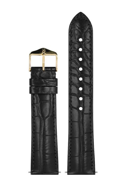 Hirsch Genuine Alligator kelloranneke, musta