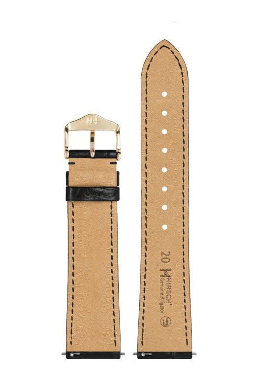 Hirsch Genuine Alligator kelloranneke, musta