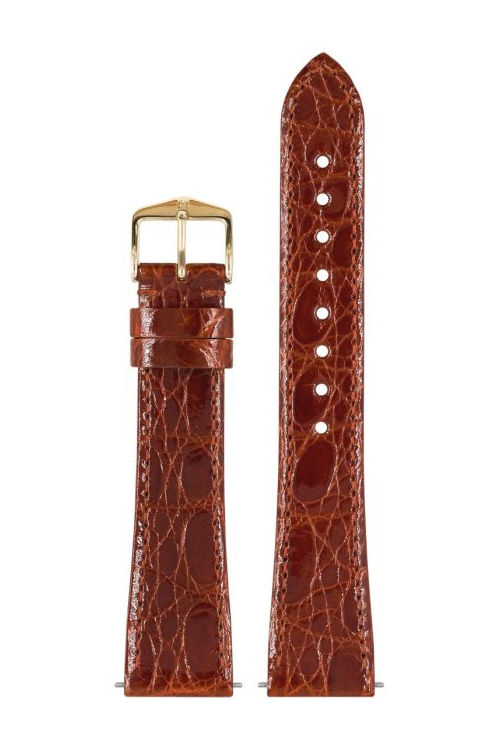 Hirsch Genuine Croco kelloranneke, kullanruskea, kiiltävä
