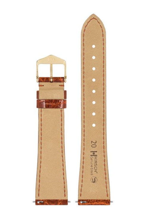 Hirsch Genuine Croco kelloranneke, kullanruskea, kiiltävä