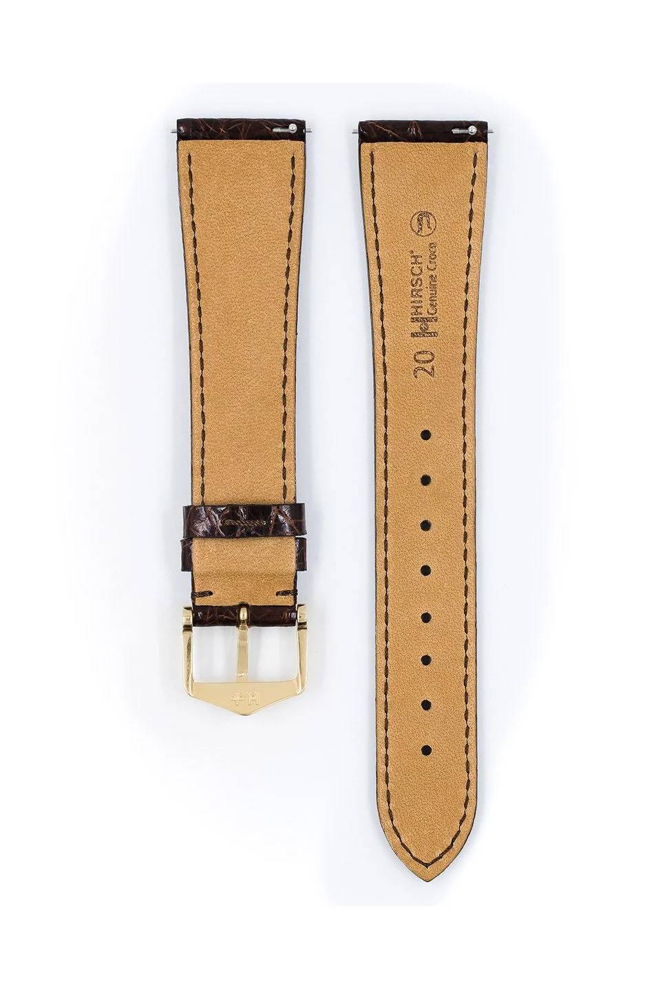Hirsch Genuine Croco M Brown Shiny kellon ranneke 01808110
