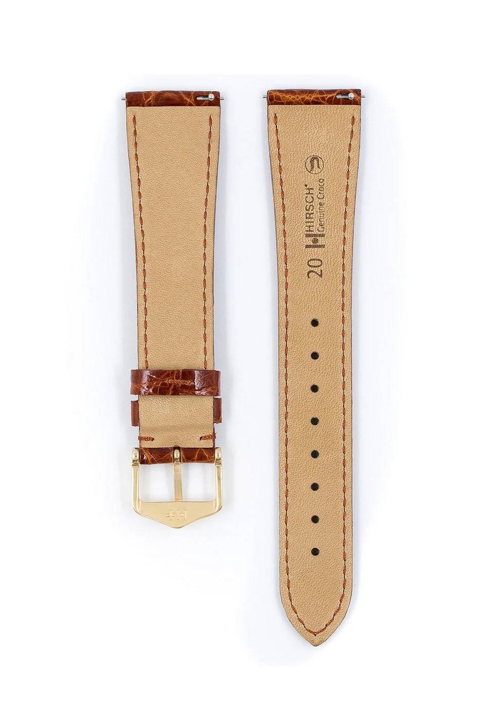 Hirsch Genuine Croco M Golden Brown Shiny kellon ranneke 01808170