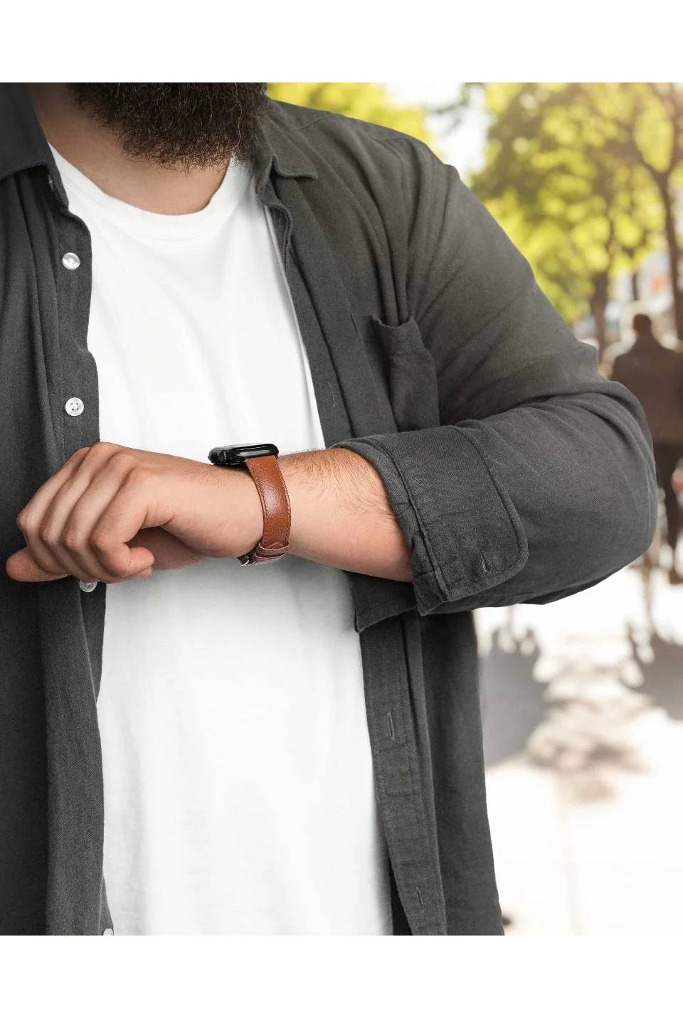 Hirsch Kansas for Apple Watch L Golden Brown kellon ranneke