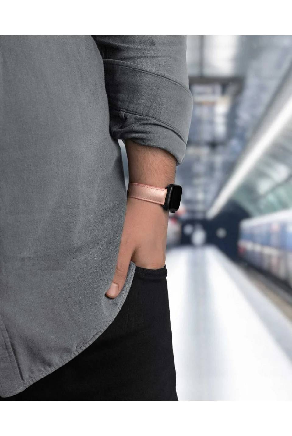 Hirsch Lindsey for Apple Watch M Beige Rose kellon ranneke