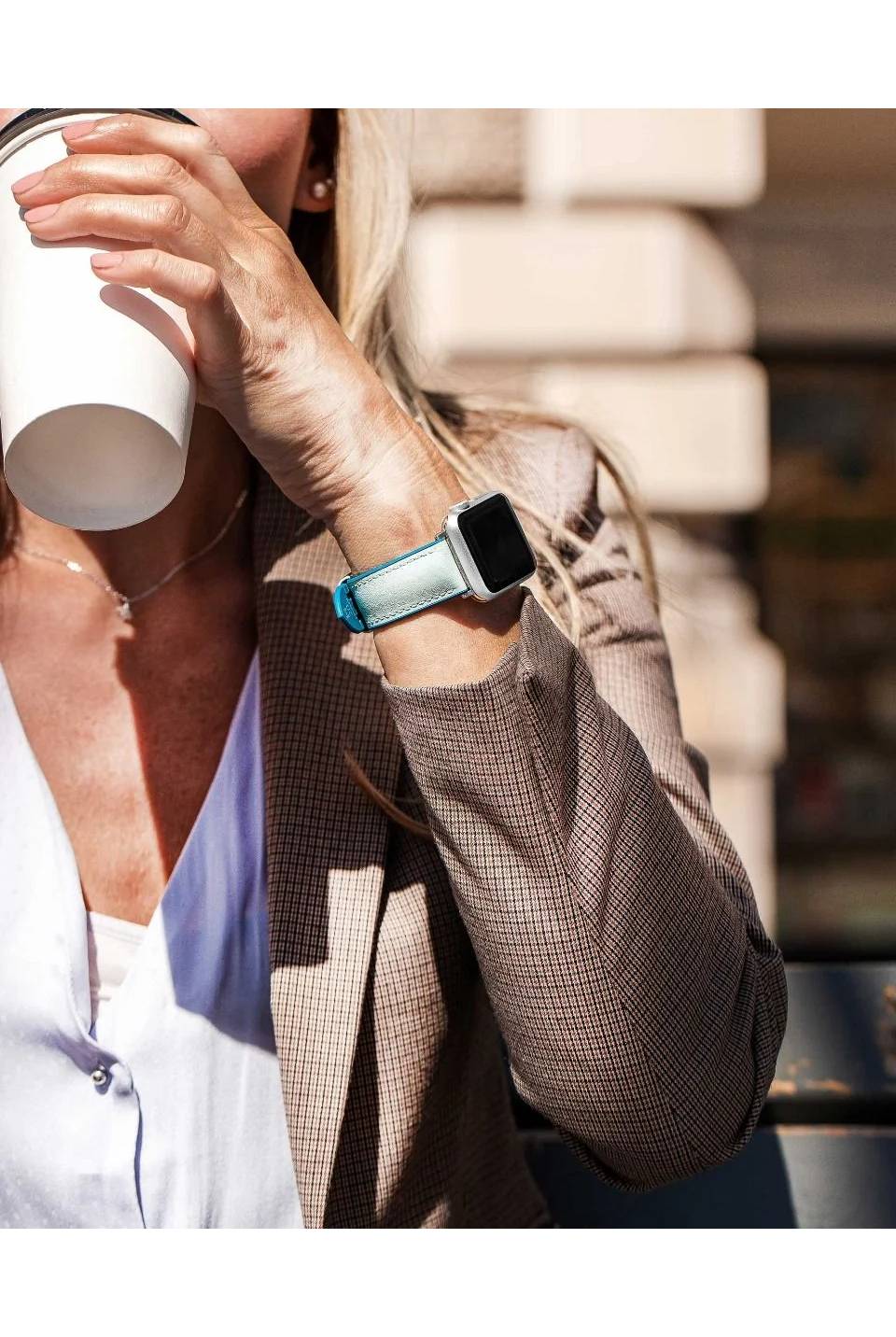 Hirsch Lindsey for Apple Watch M Light Blue kellon ranneke