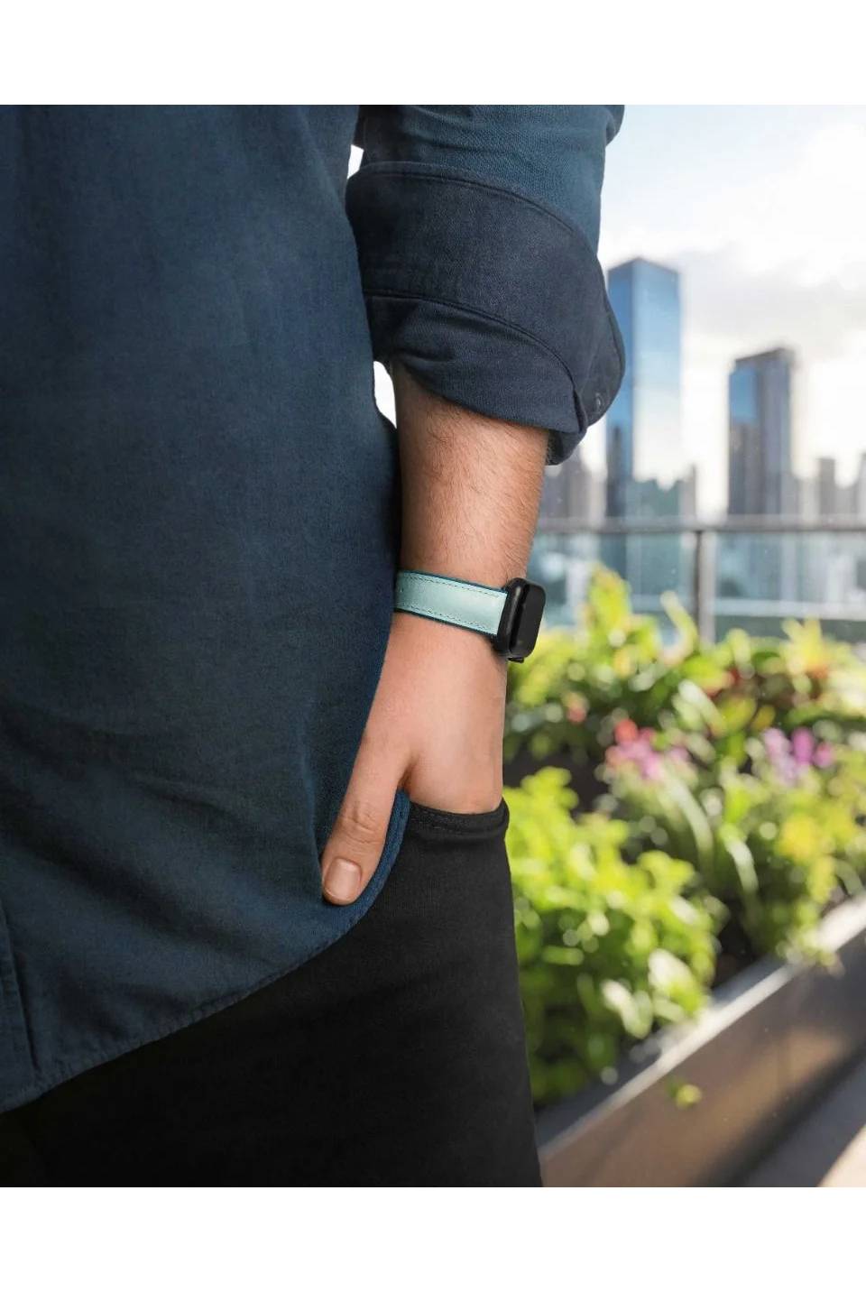 Hirsch Lindsey for Apple Watch M Light Blue kellon ranneke