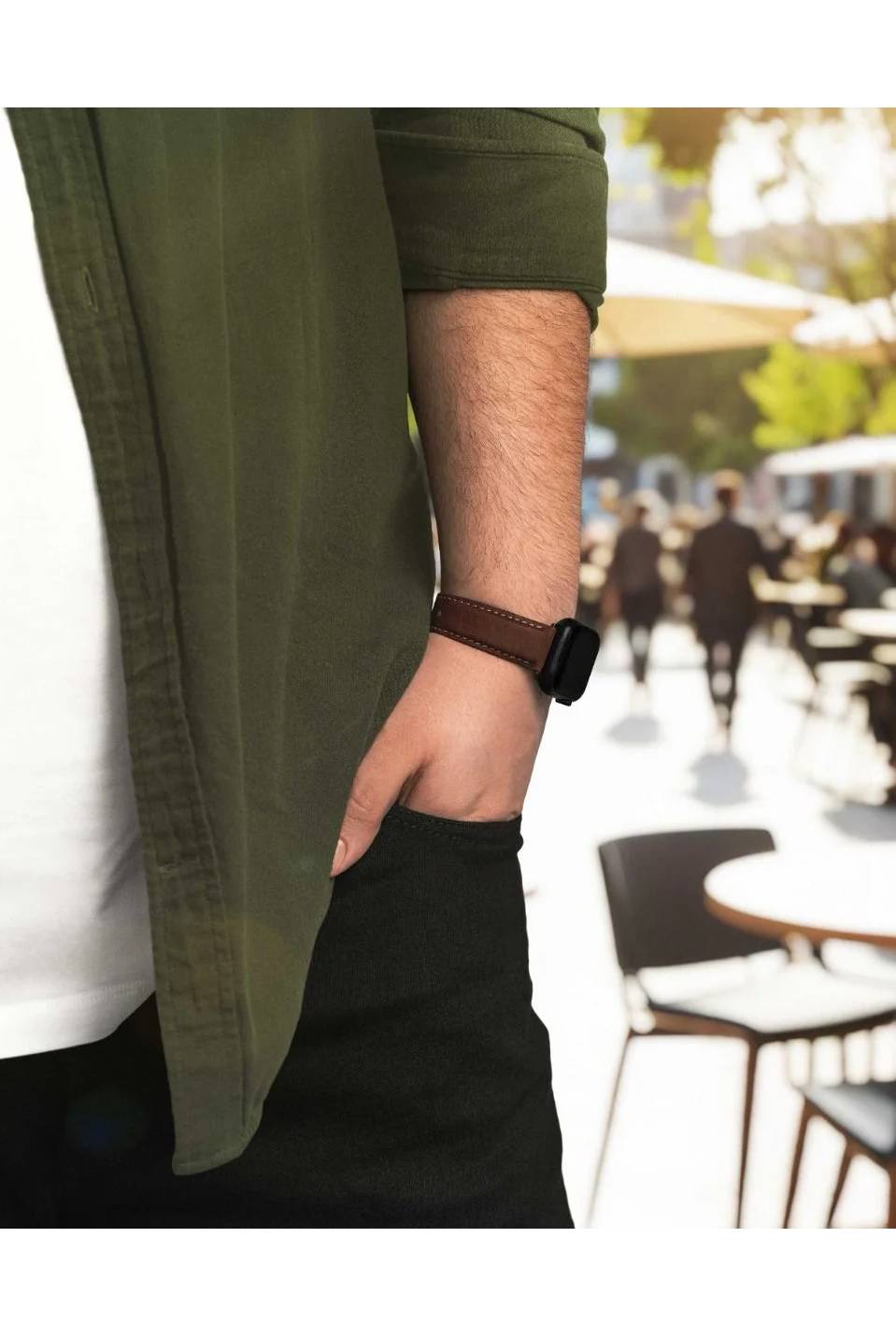 Hirsch Mariner for Apple Watch L Brown kellon ranneke