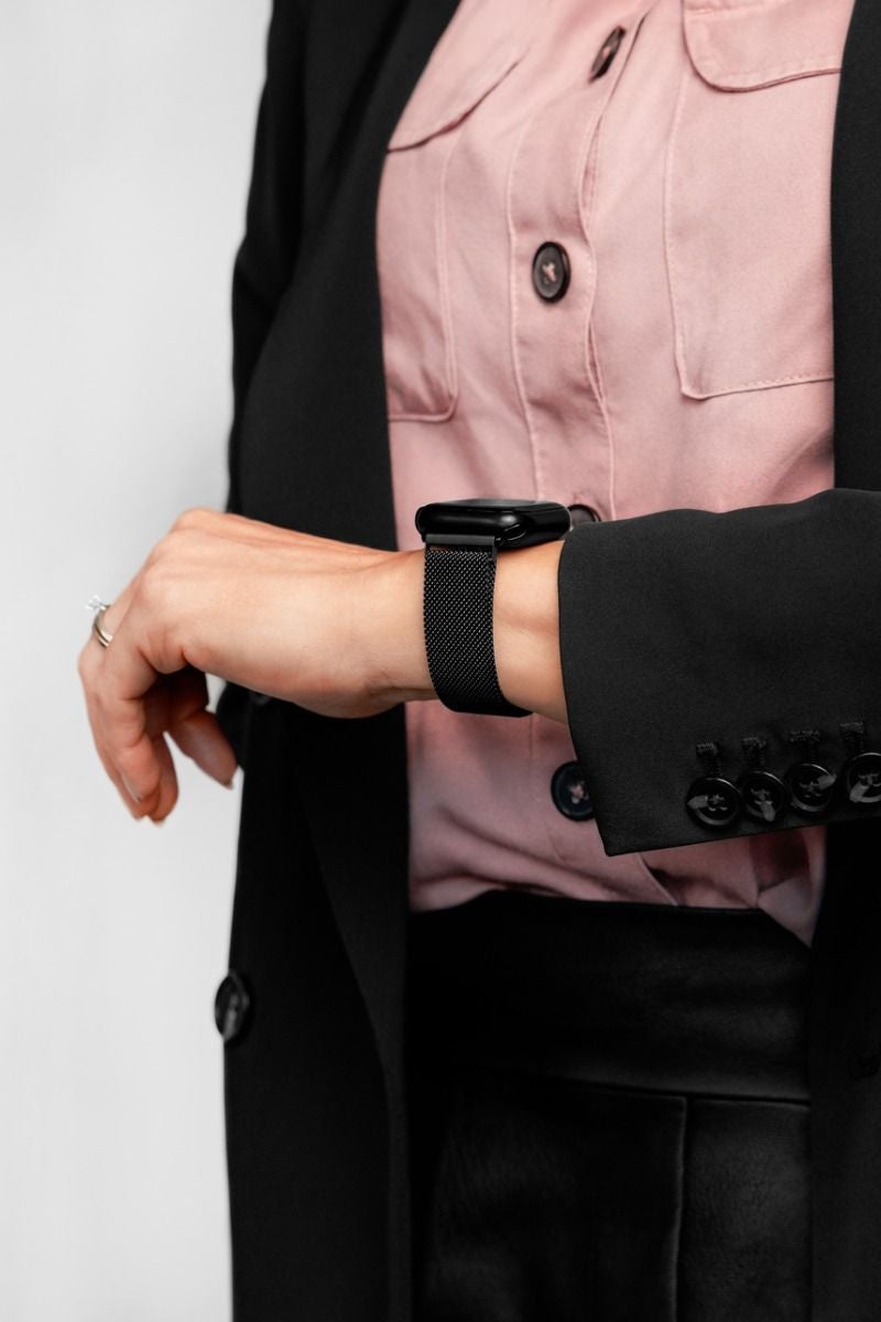Hirsch Milanaise for Apple Watch kelloranneke, musta