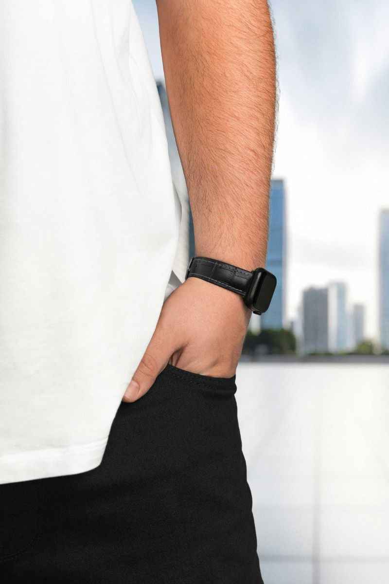 Hirsch Paul for Apple Watch kelloranneke, musta