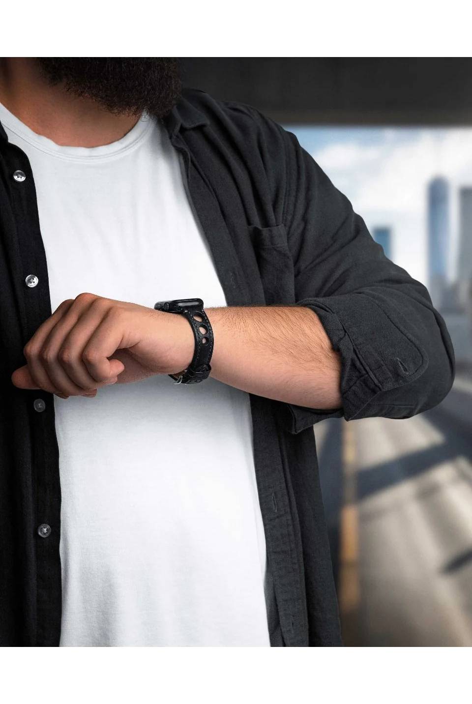 Hirsch Rally for Apple Watch L Black kellon ranneke 05102050AD
